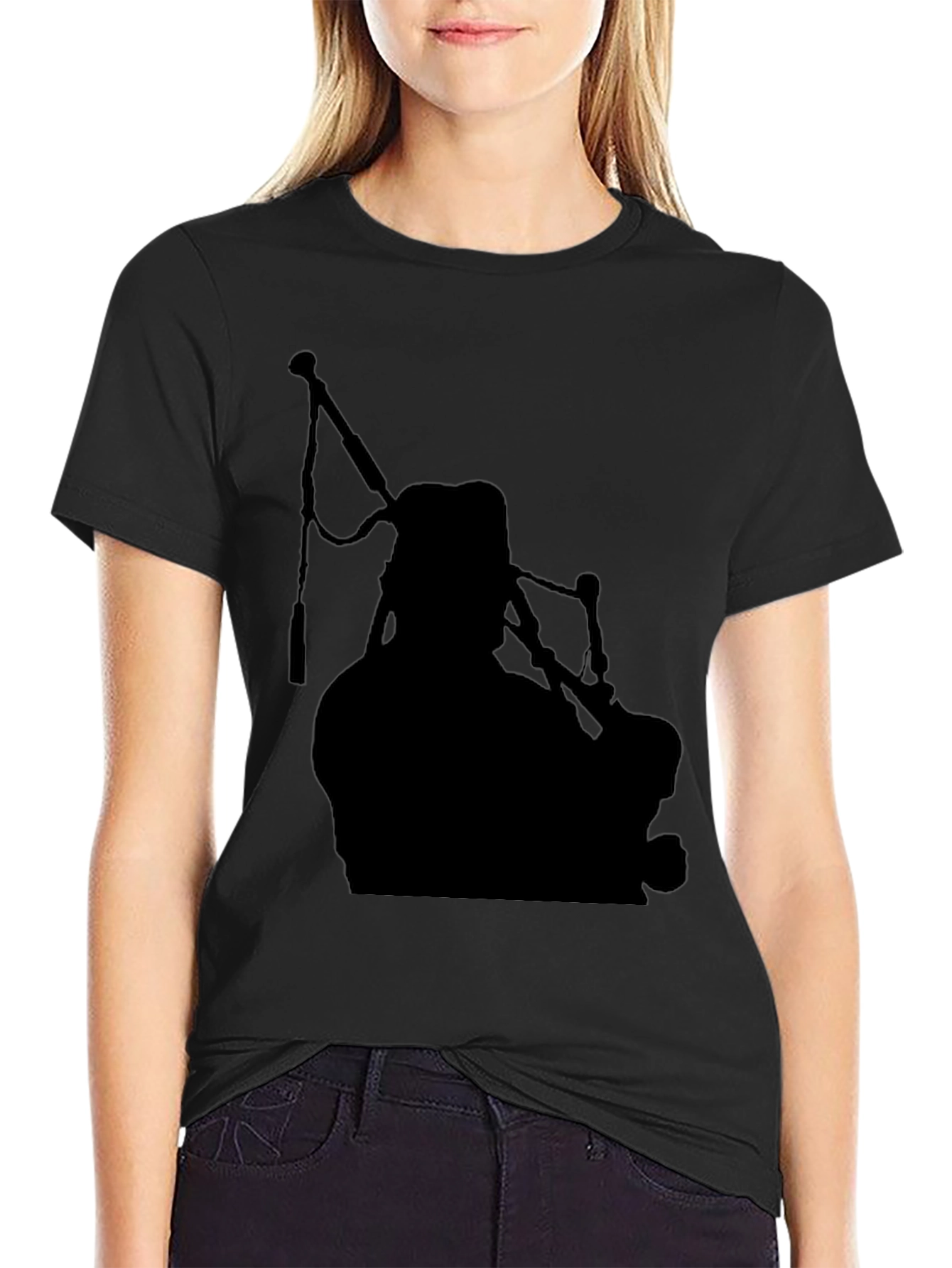 Bagpiper Silhouette Black T-Shirt