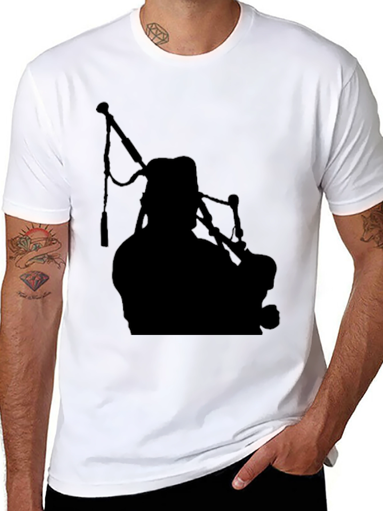 Bagpiper Silhouette Black T-Shirt