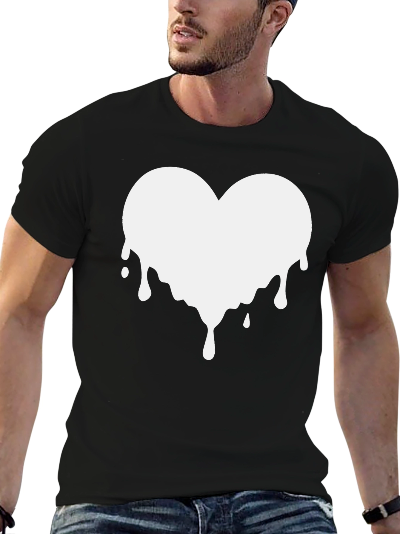 Melting Heart Graphic Tee - Black Cotton Blend