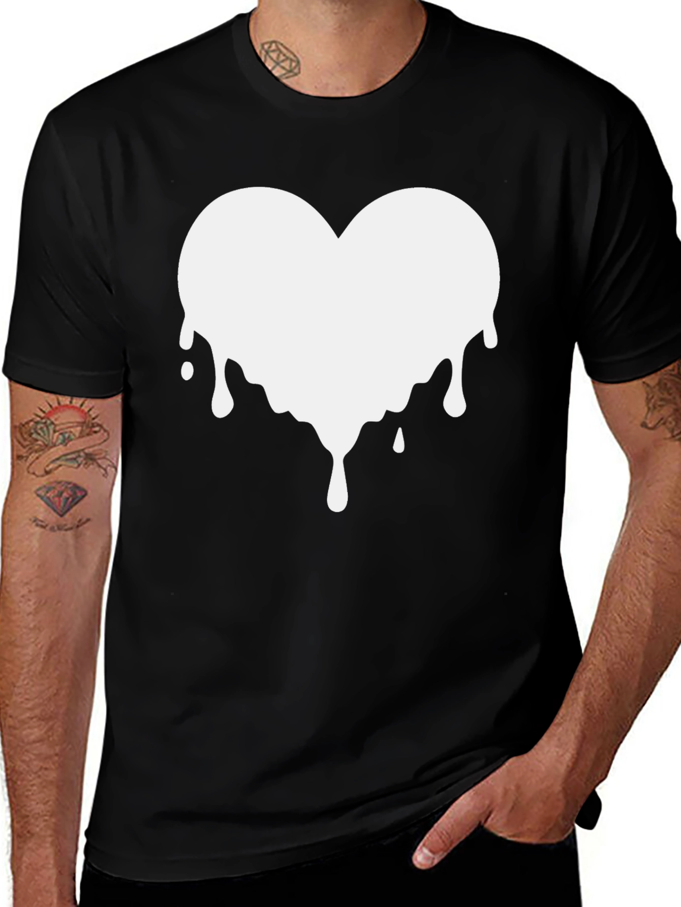 Melting Heart Graphic Tee - Black Cotton Blend