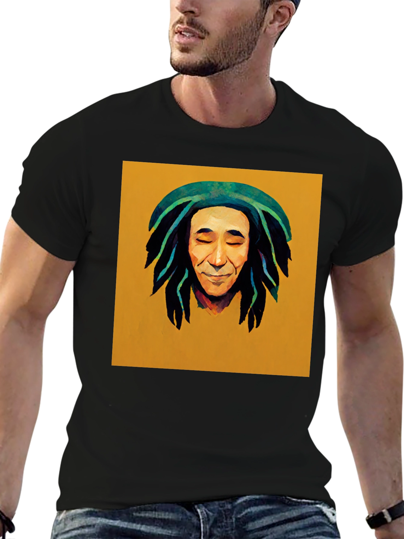 Rasta Man Graphic Black T-Shirt