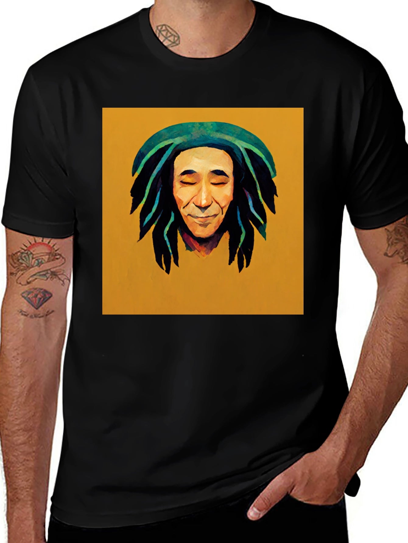 Rasta Man Graphic Black T-Shirt