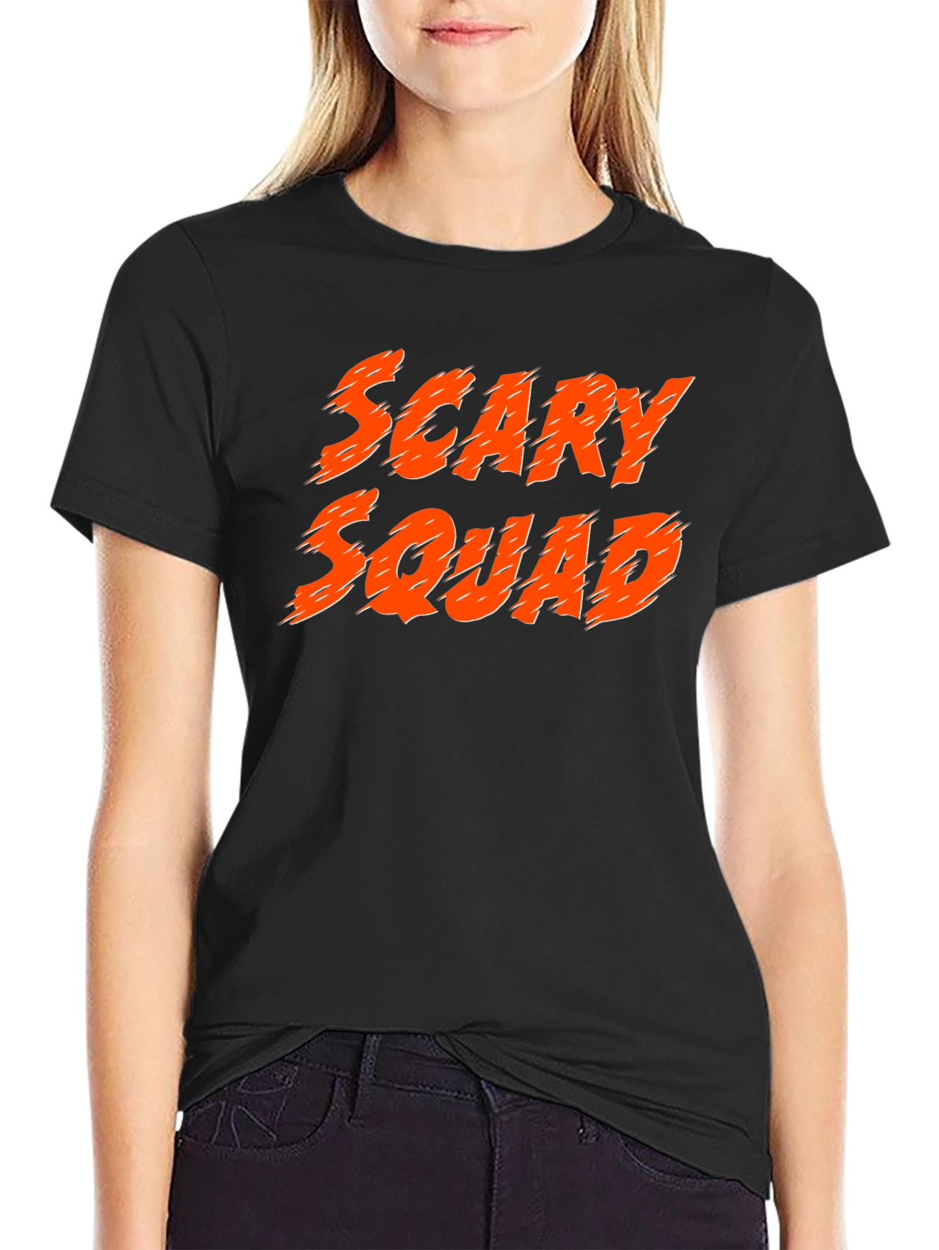 Scary Squad Graphic Print Black T-Shirt