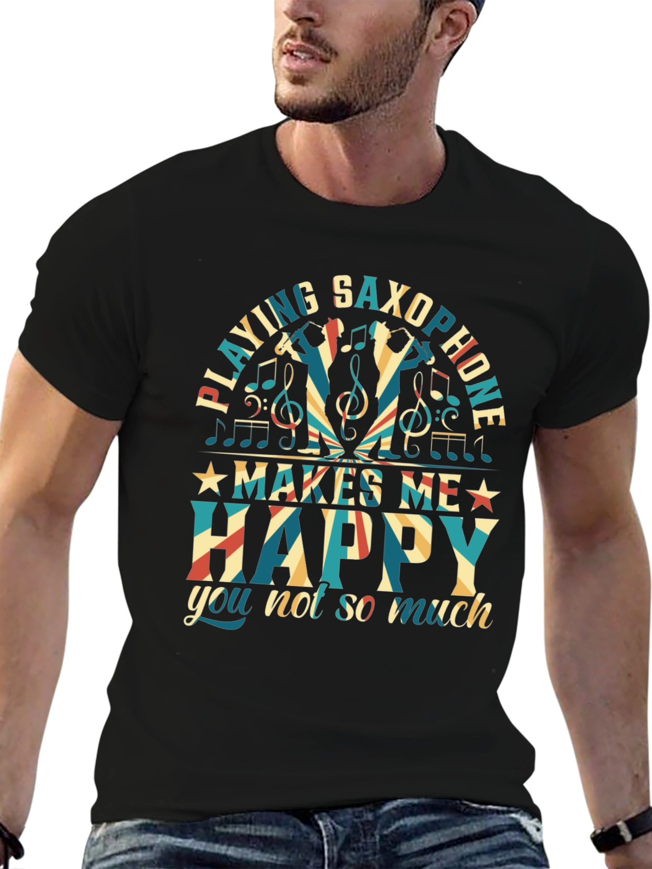 Saxophone Player T-Shirt - Makes Me Happy Tee