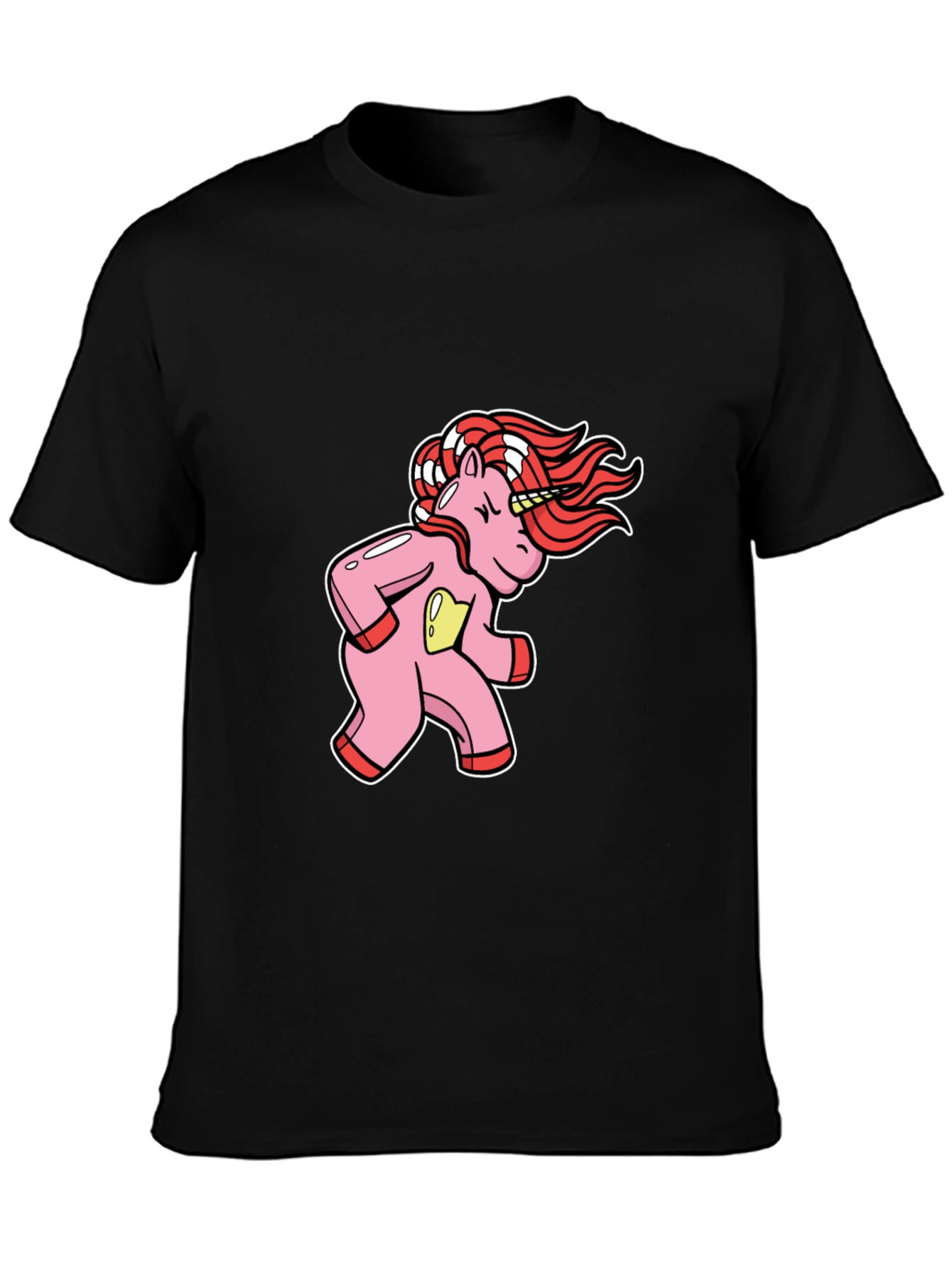 Unicorn Cartoon Graphic Black T-Shirt