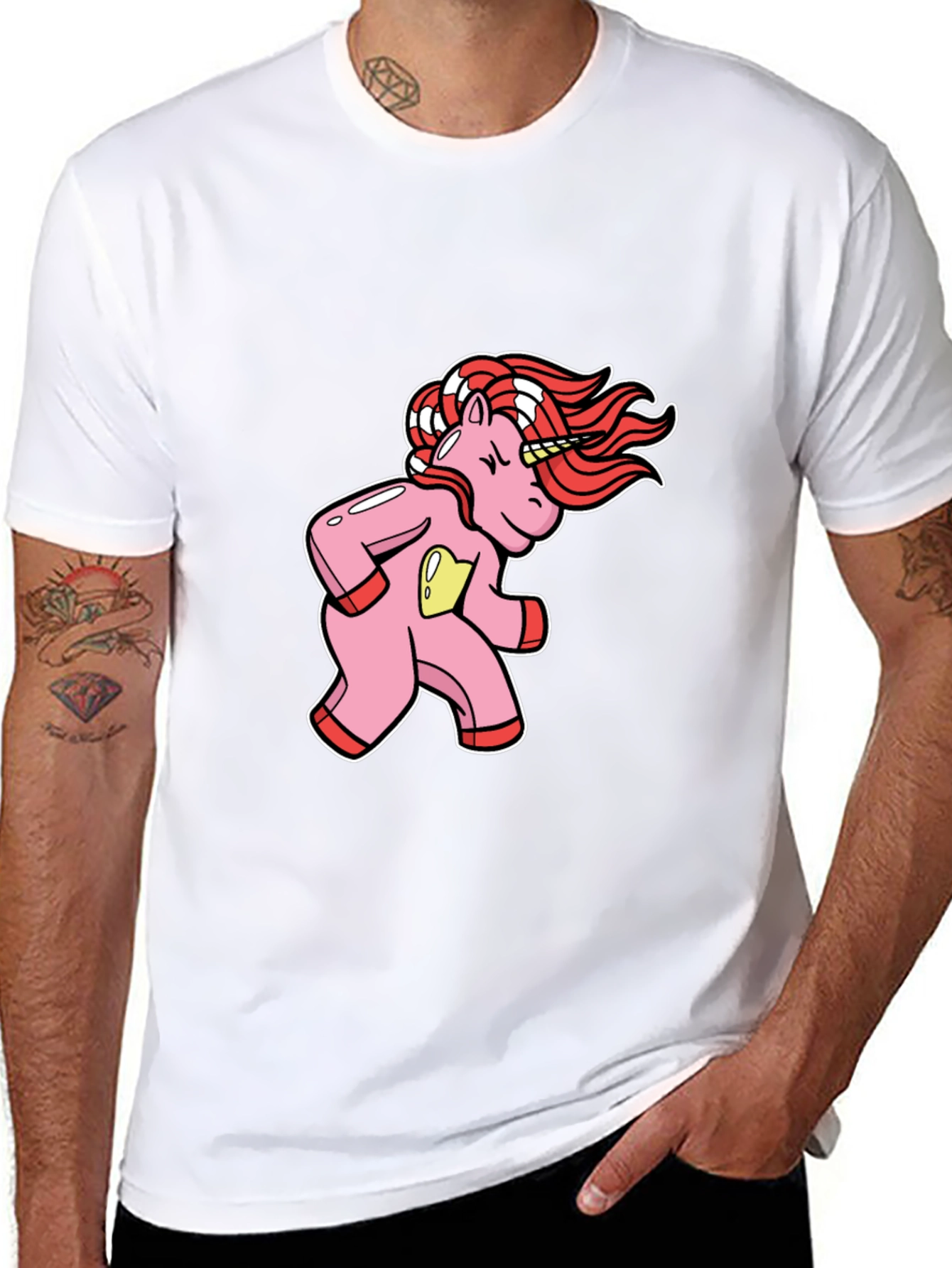 Unicorn Cartoon Graphic Black T-Shirt