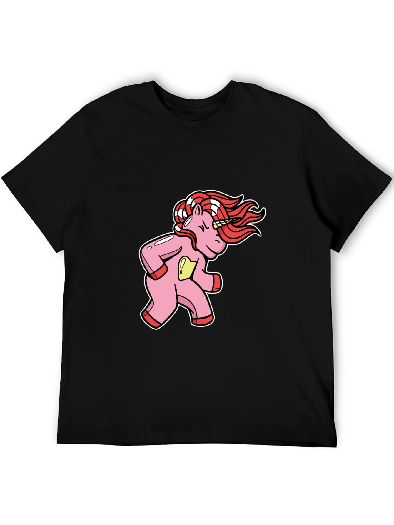Unicorn Cartoon Graphic Black T-Shirt