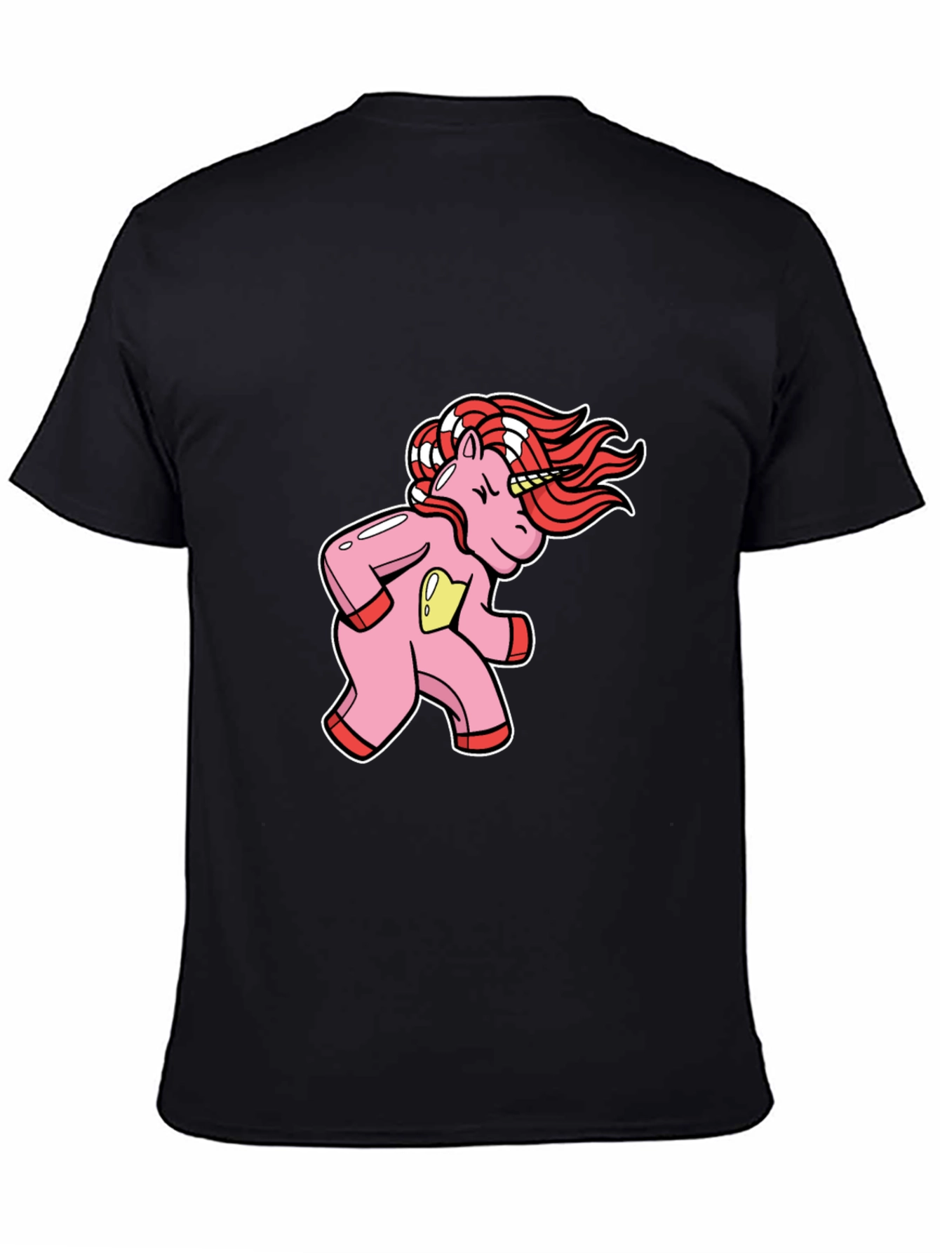 Unicorn Cartoon Graphic Black T-Shirt