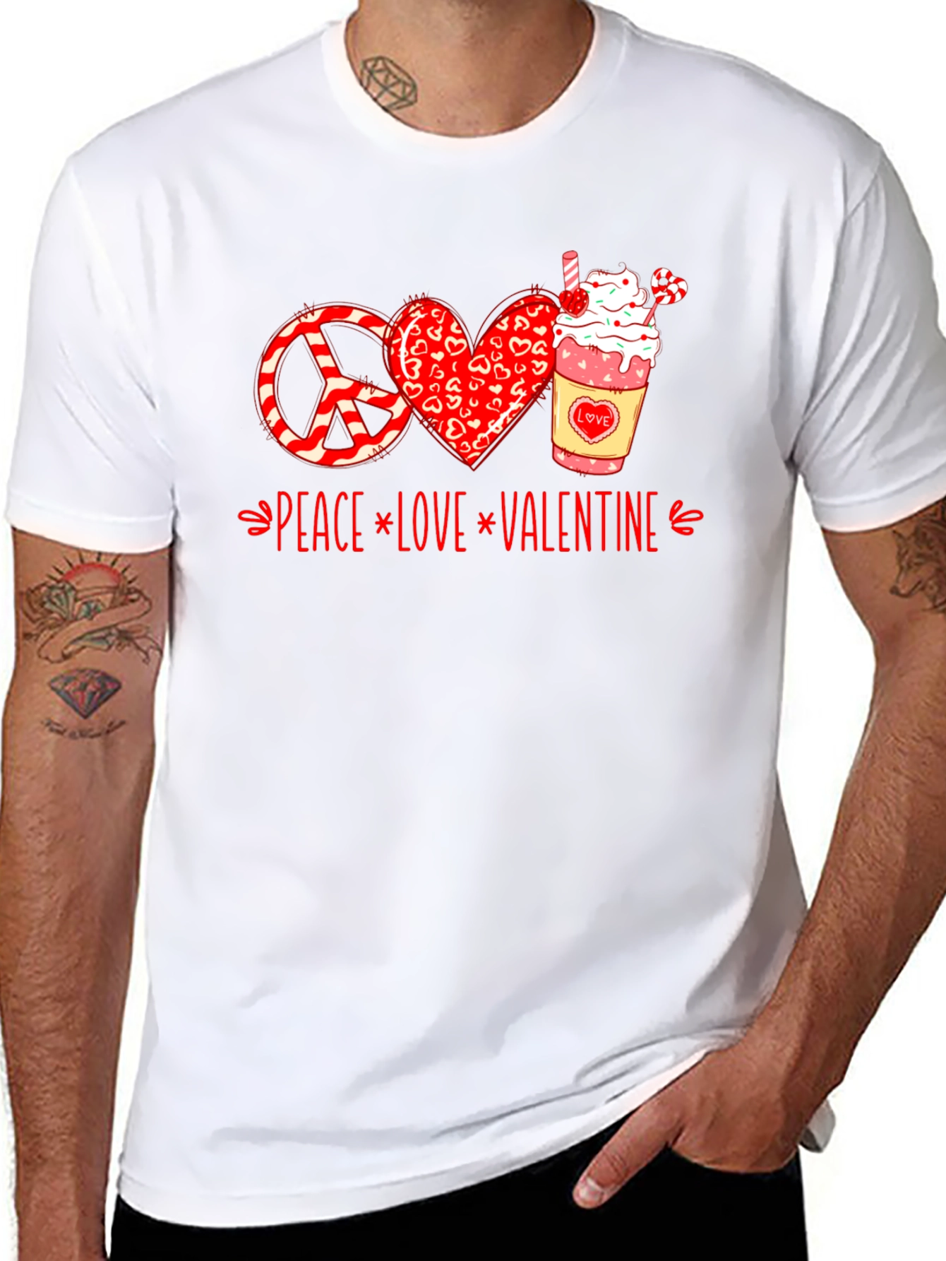 Peace Love Valentine T-Shirt - Holiday Graphic Tee