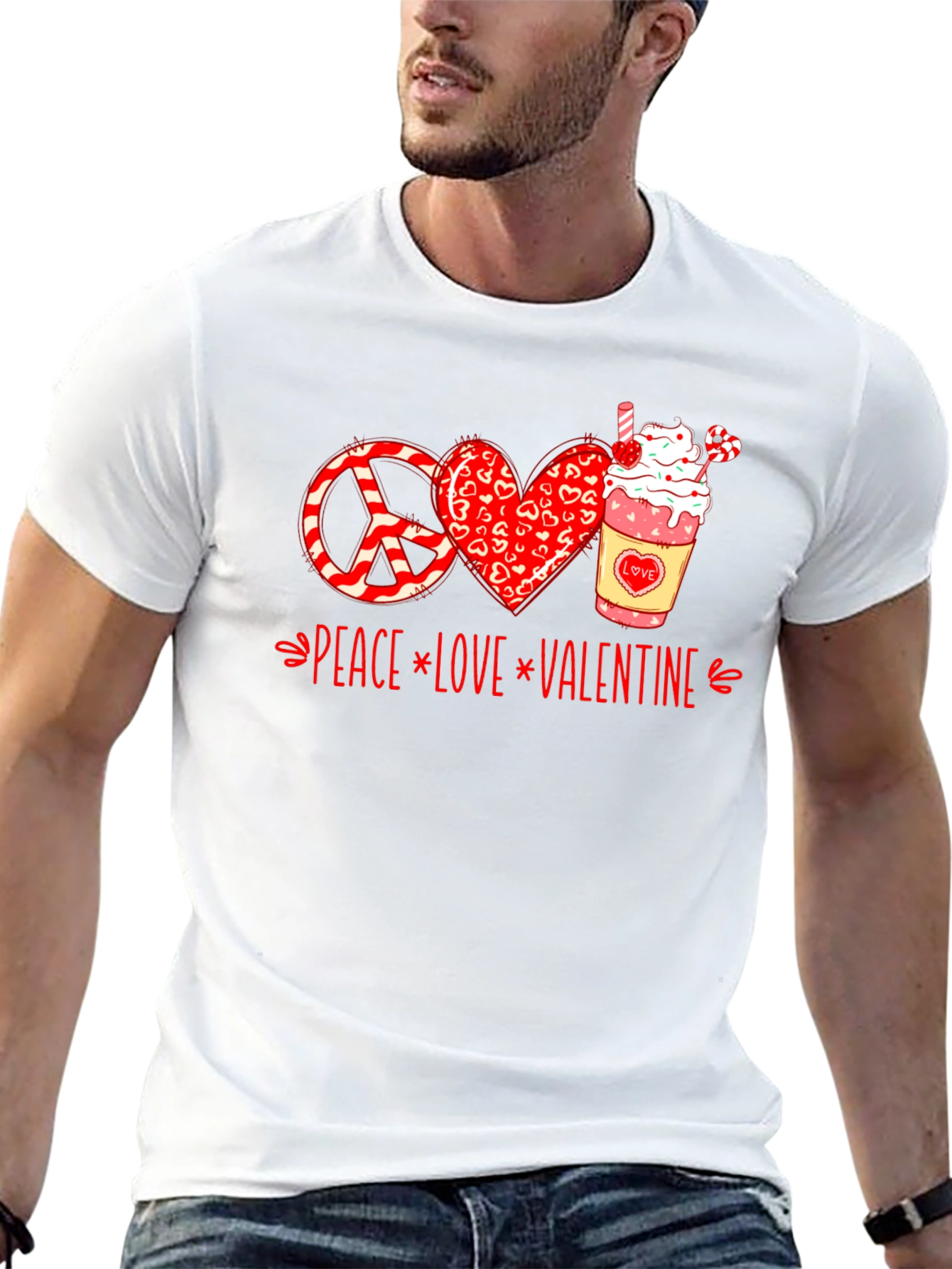 Peace Love Valentine T-Shirt - Holiday Graphic Tee