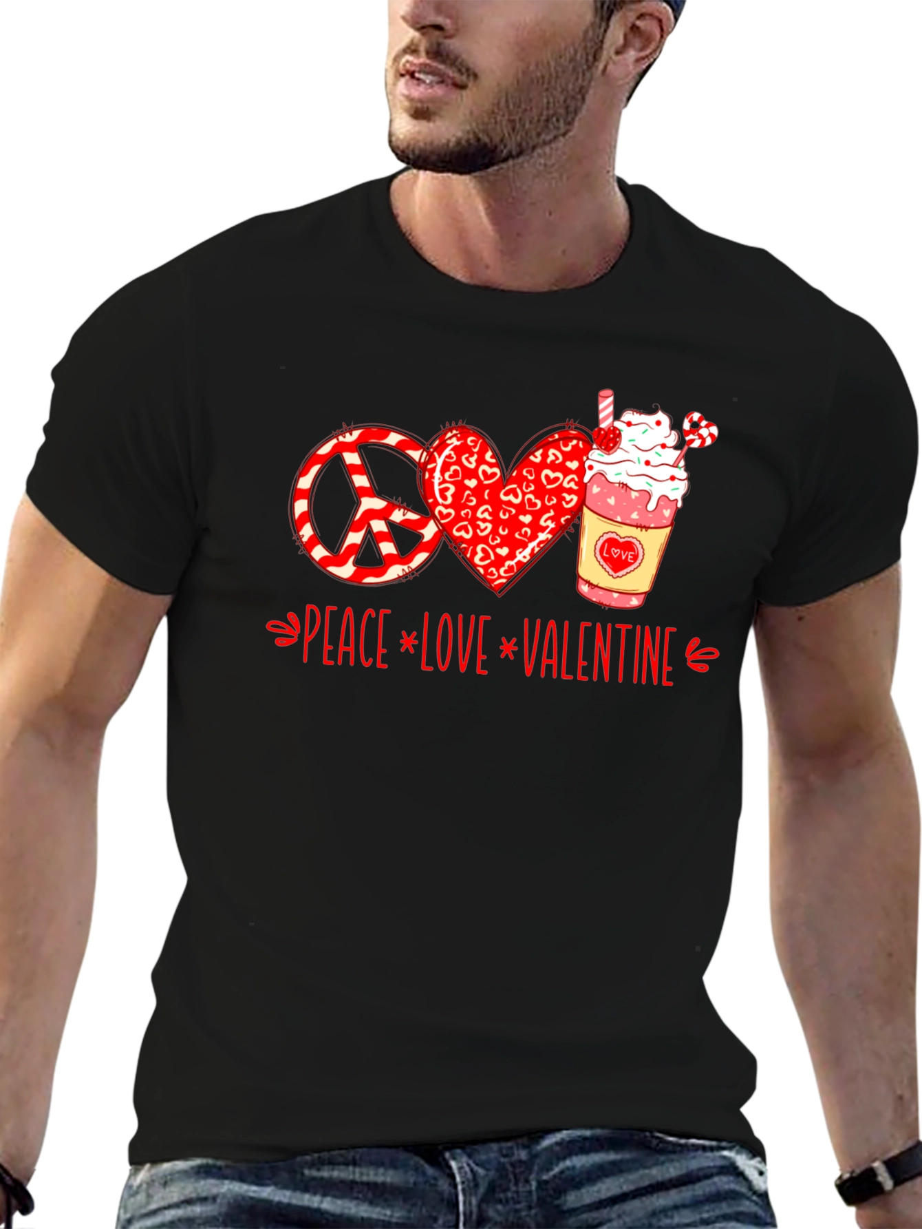 Peace Love Valentine T-Shirt - Holiday Graphic Tee