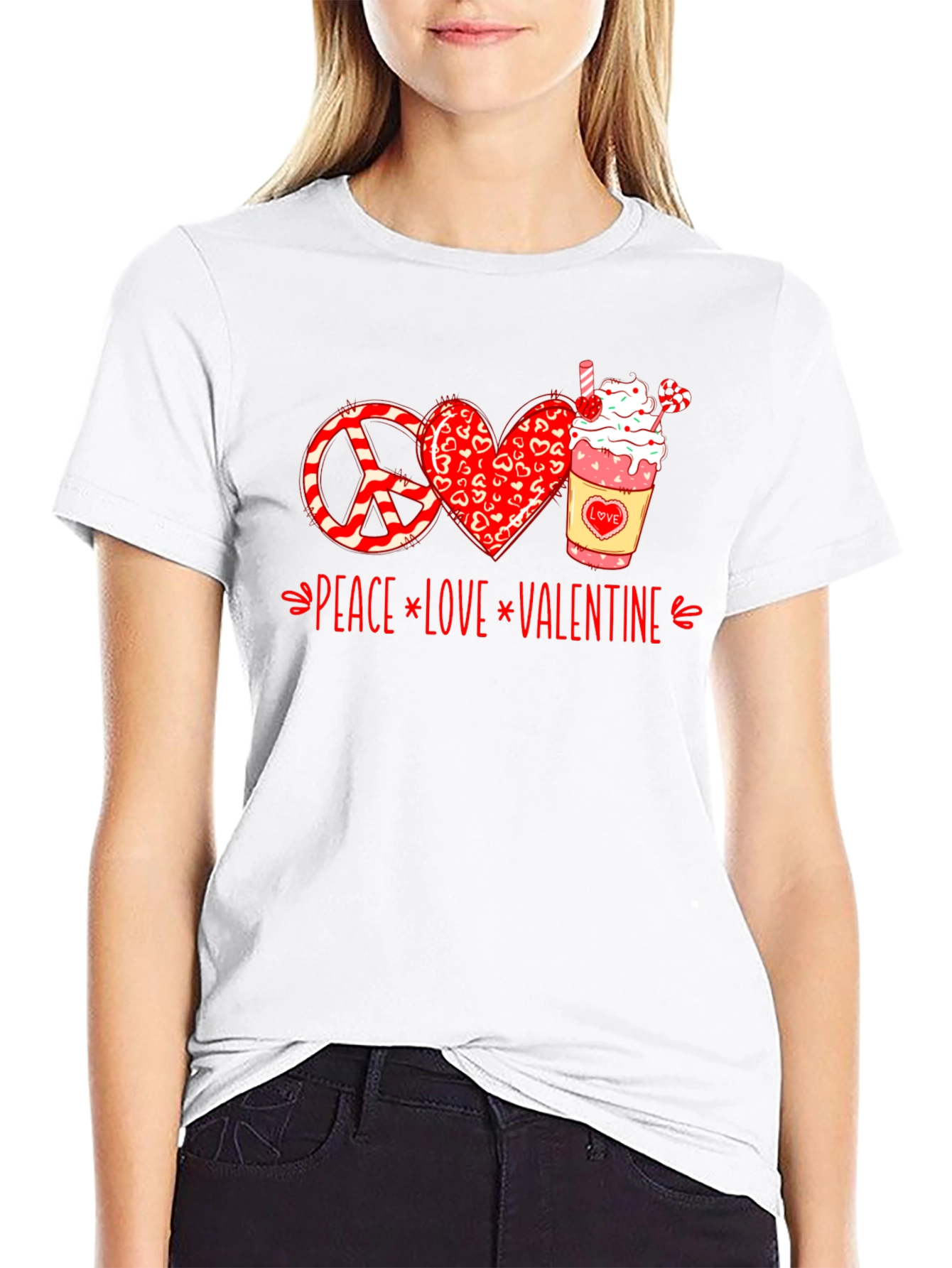 Peace Love Valentine T-Shirt - Holiday Graphic Tee