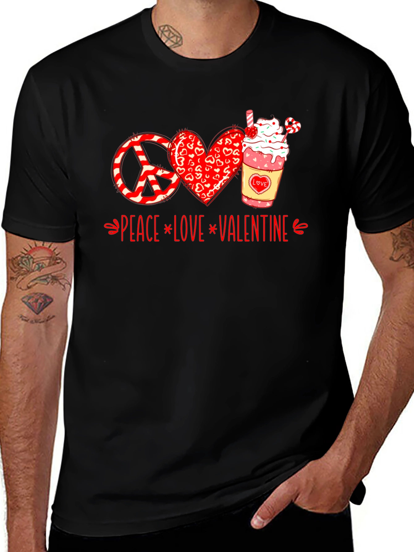 Peace Love Valentine T-Shirt - Holiday Graphic Tee