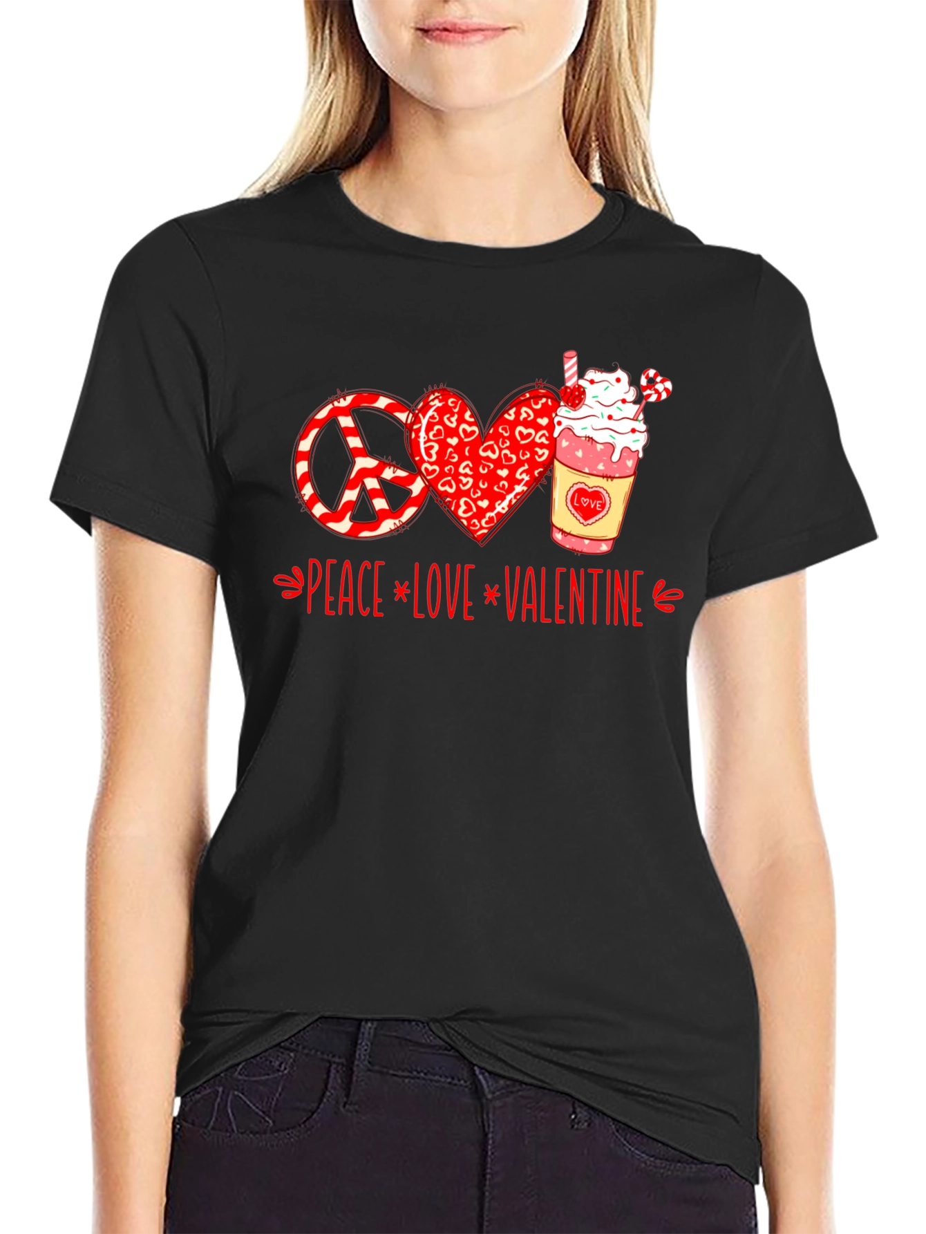 Peace Love Valentine T-Shirt - Holiday Graphic Tee