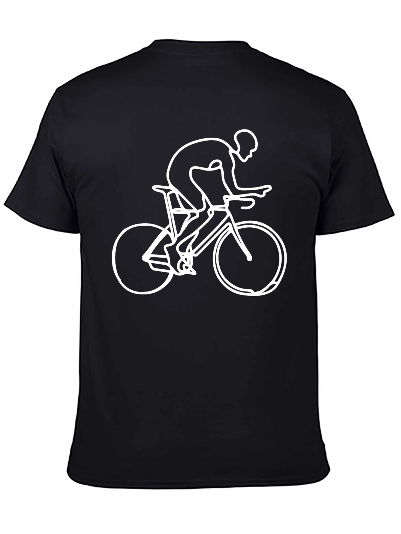 Cyclist Outline T-Shirt - Black Unique Design