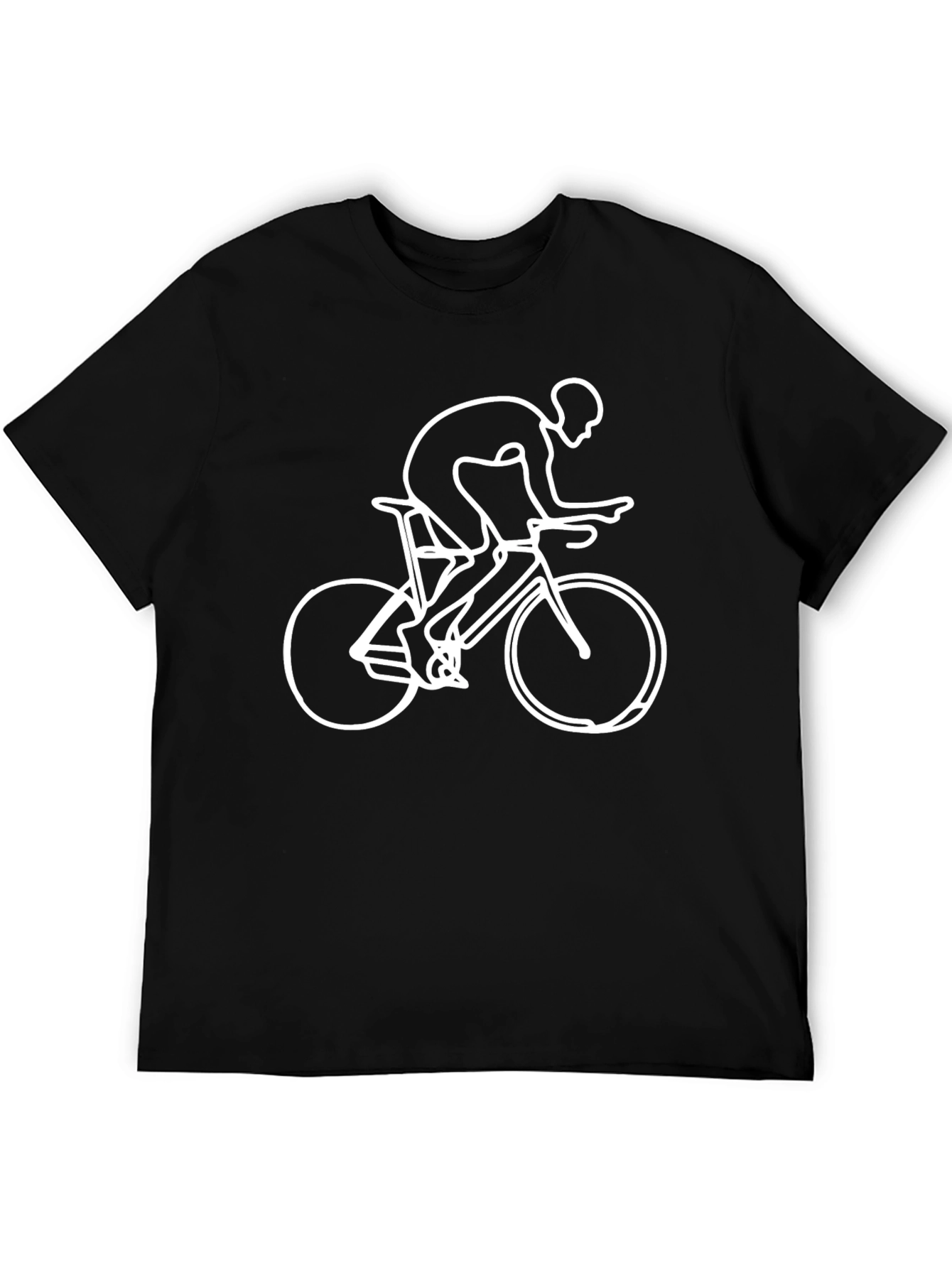 Cyclist Outline T-Shirt - Black Unique Design