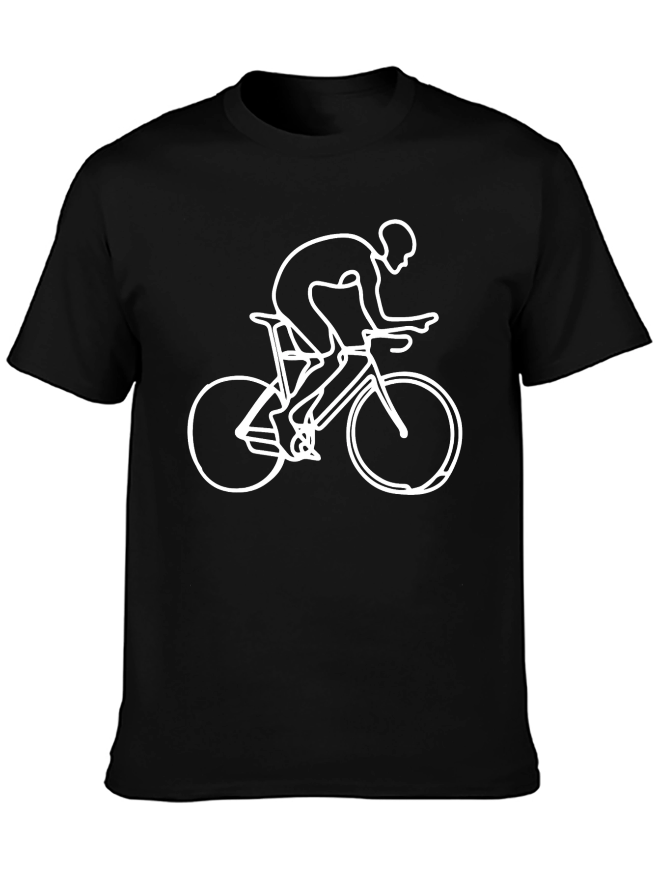 Cyclist Outline T-Shirt - Black Unique Design
