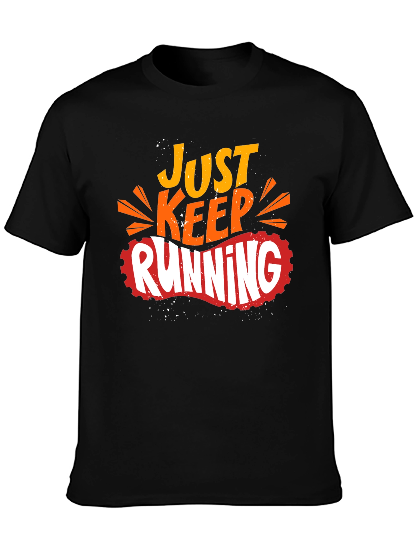 Just Keep Running Graphic Print Black T-Shirt
