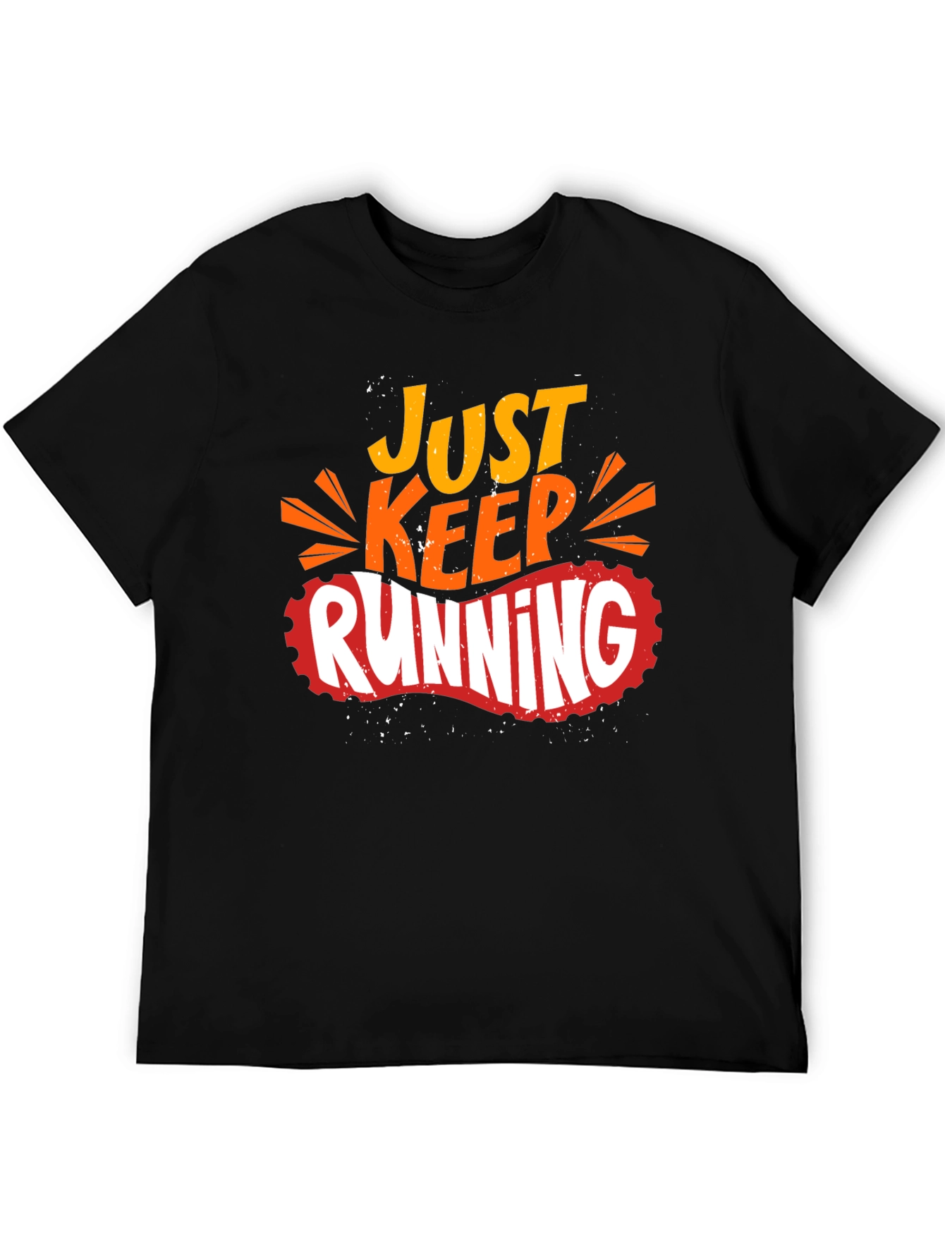 Just Keep Running Graphic Print Black T-Shirt