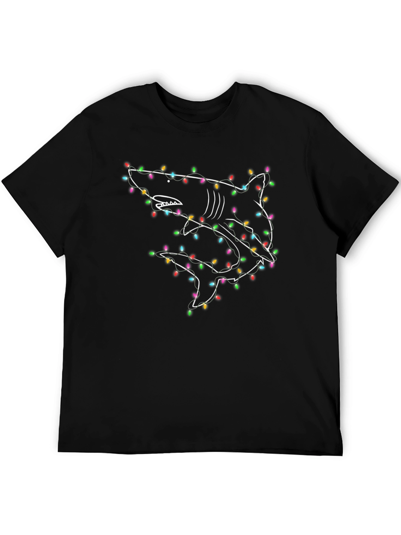 Shark Christmas Lights Graphic T-Shirt