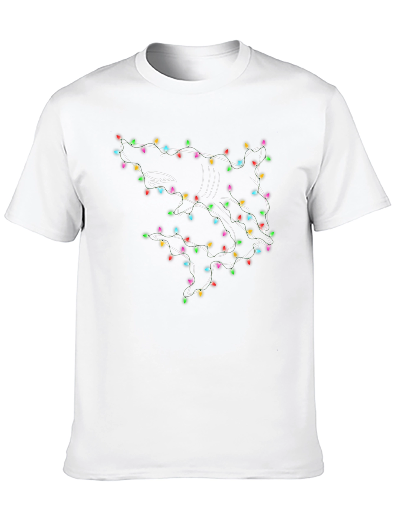 Shark Christmas Lights Graphic T-Shirt