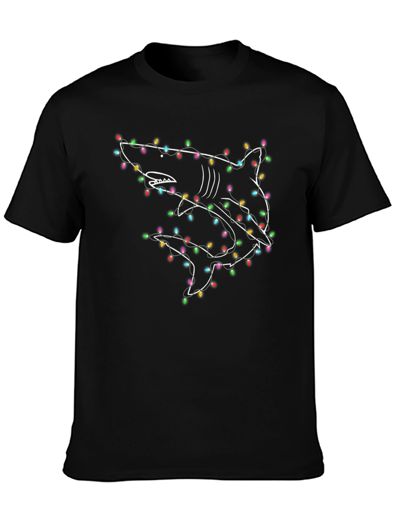 Shark Christmas Lights Graphic T-Shirt