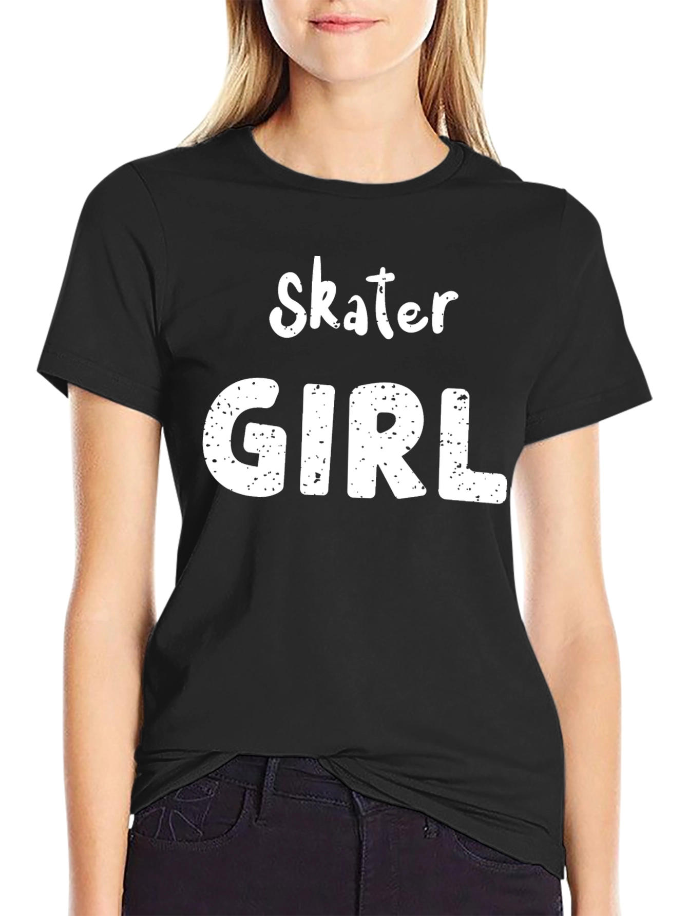 Skater Girl Black T-Shirt - Cool Casual Style