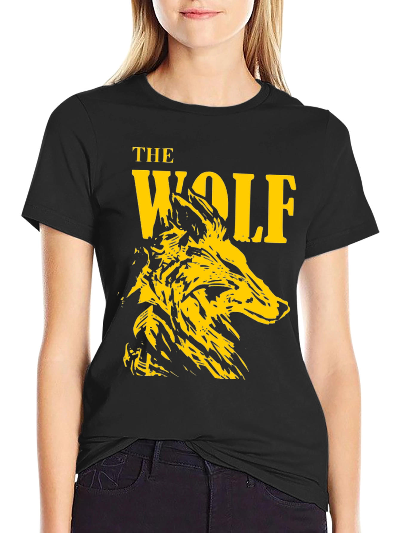 The Wolf Graphic Print Black T-Shirt