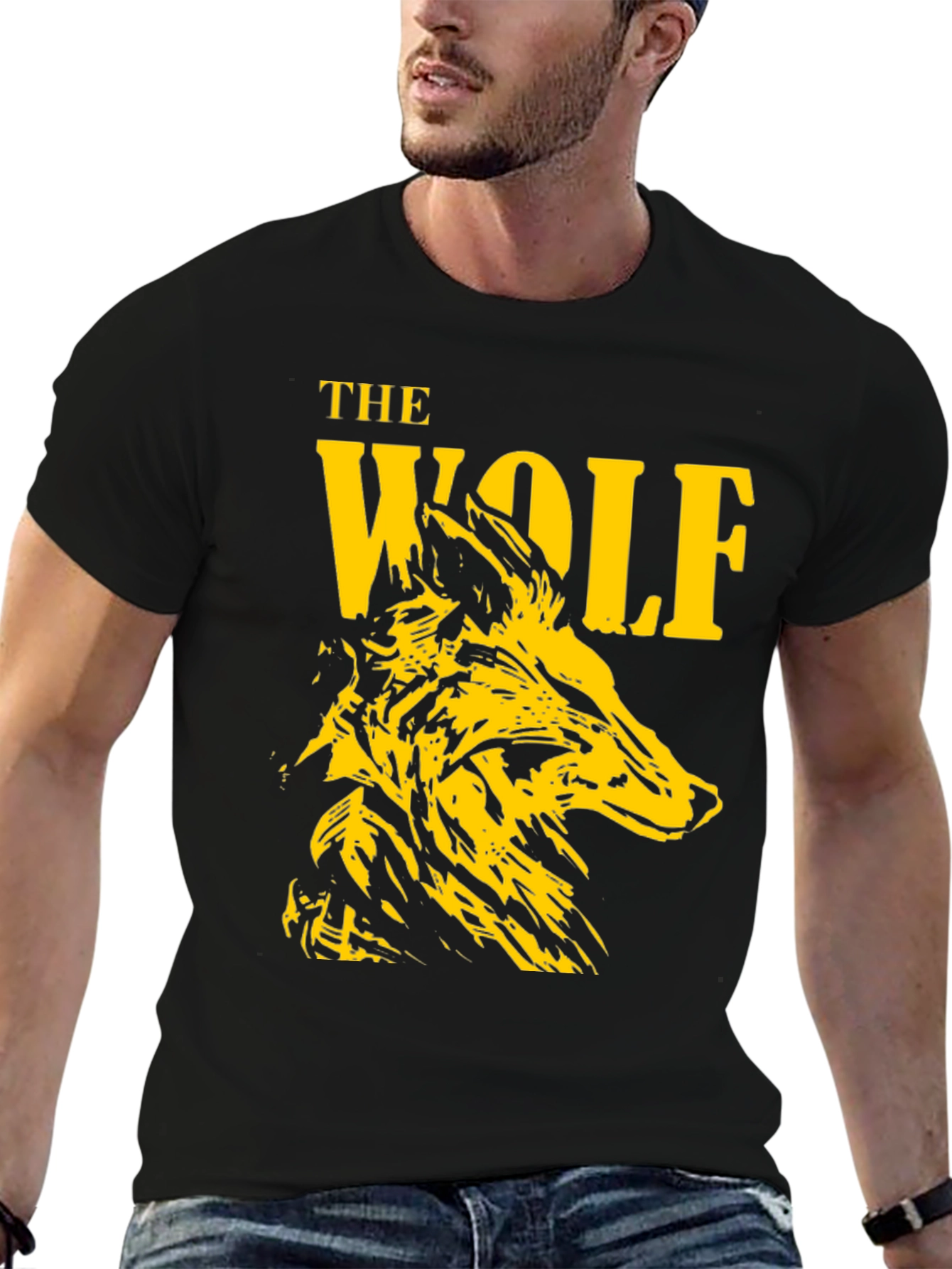 The Wolf Graphic Print Black T-Shirt