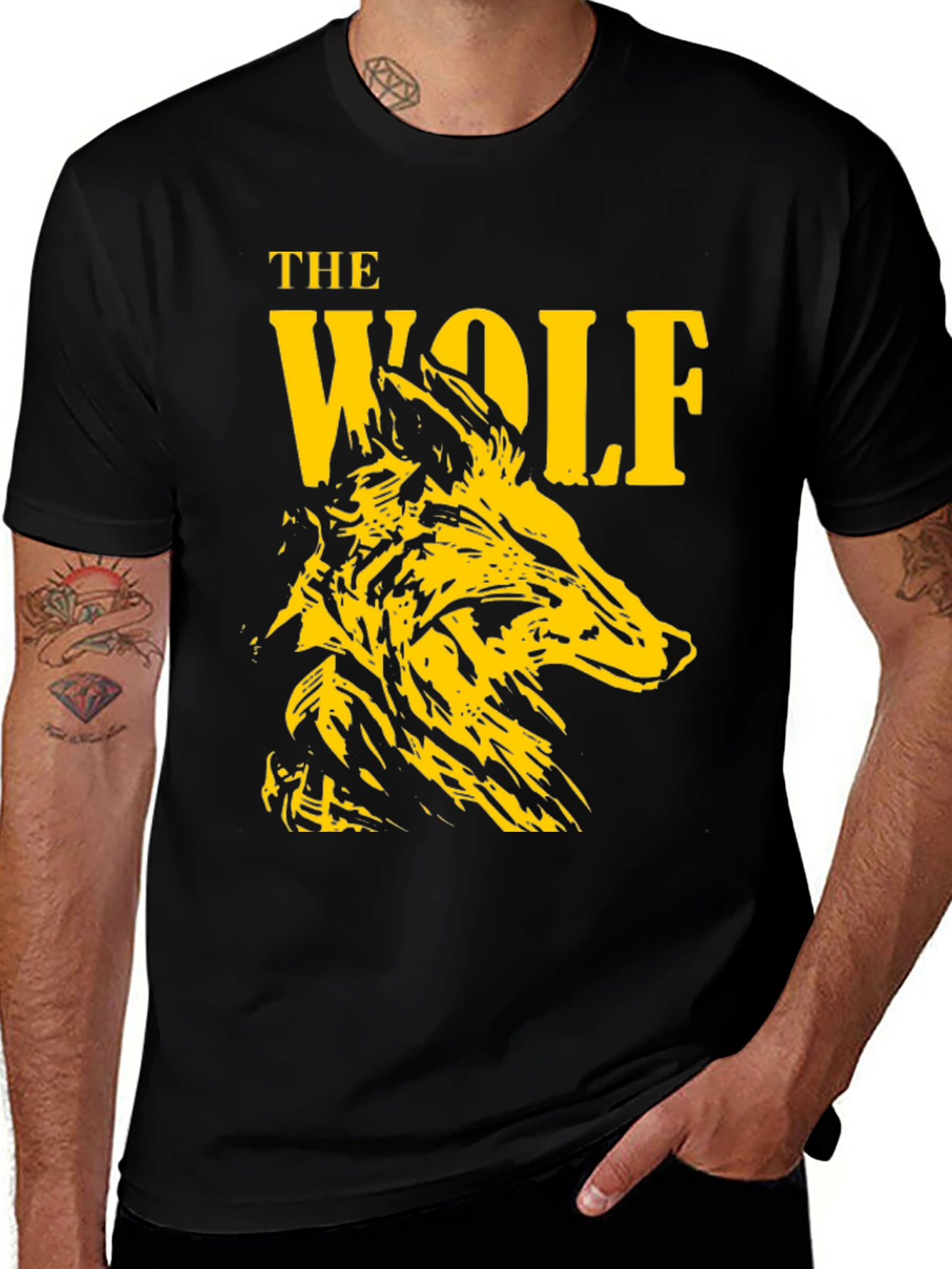 The Wolf Graphic Print Black T-Shirt