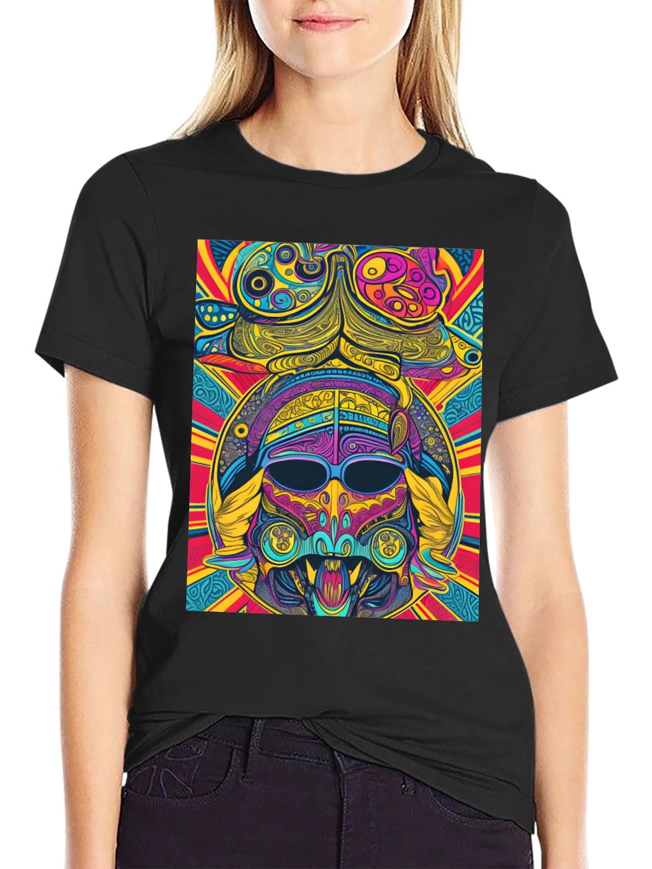 Psychedelic Aztec Warrior Graphic Tee