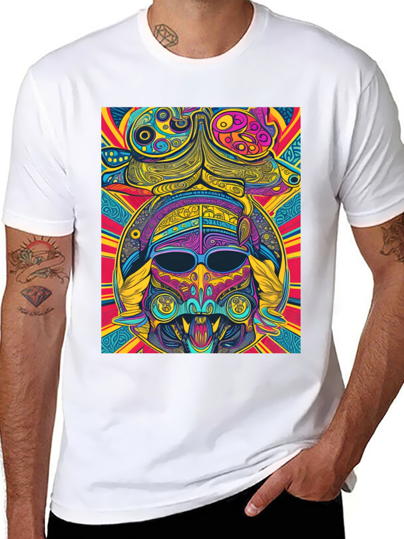 Psychedelic Aztec Warrior Graphic Tee