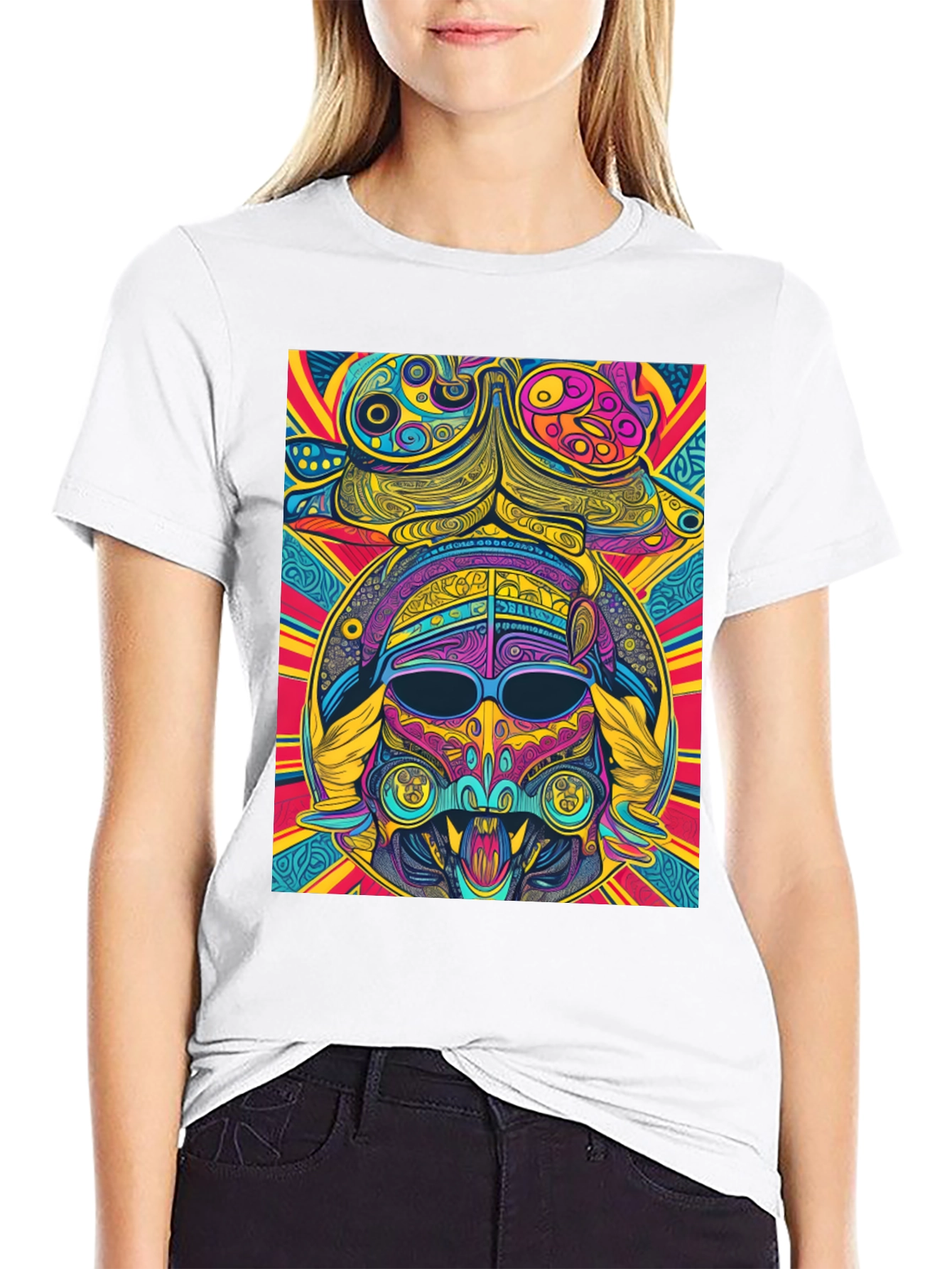 Psychedelic Aztec Warrior Graphic Tee