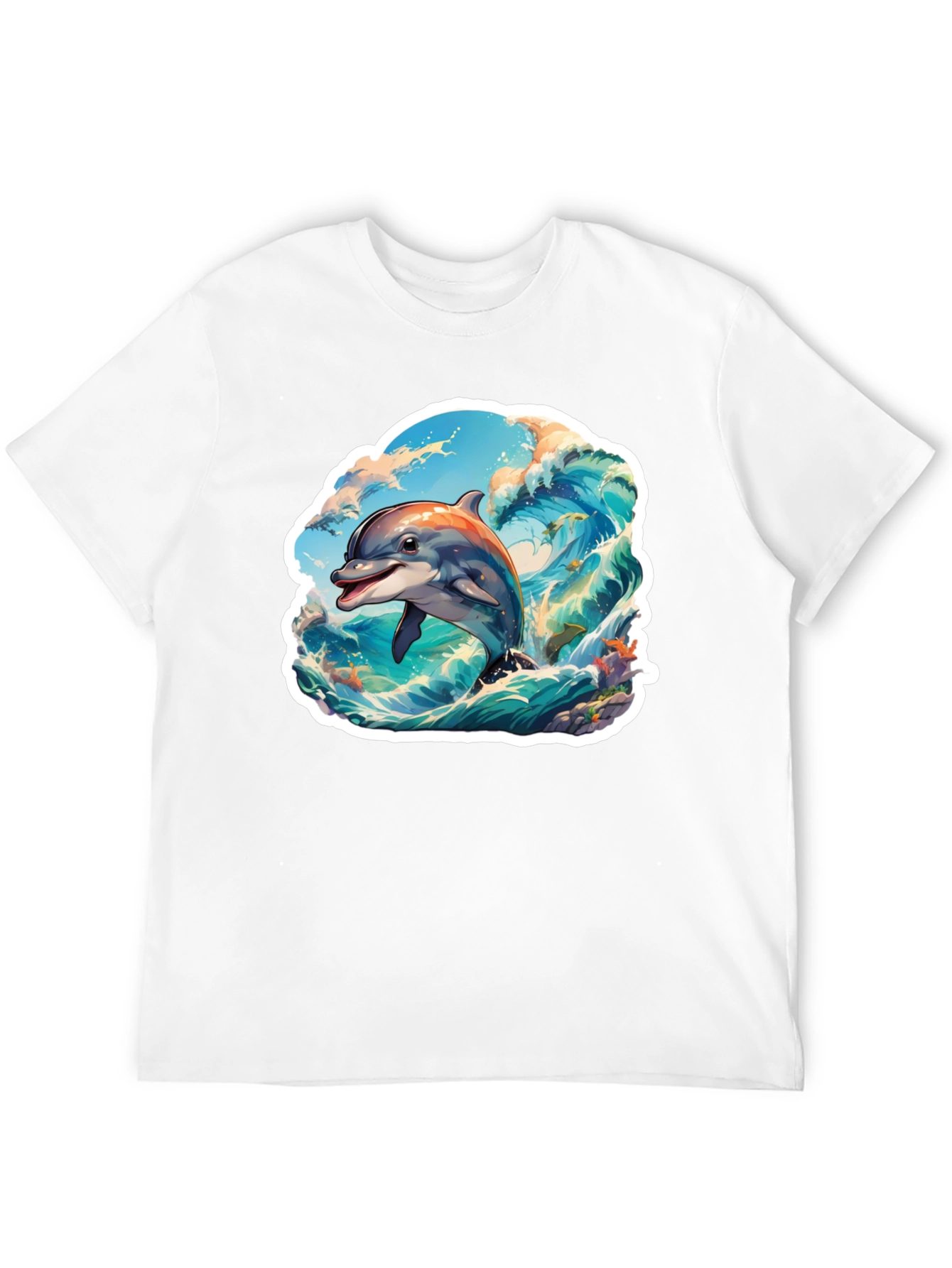 Dolphin Wave Graphic Tee - Stylish Unisex T-Shirt