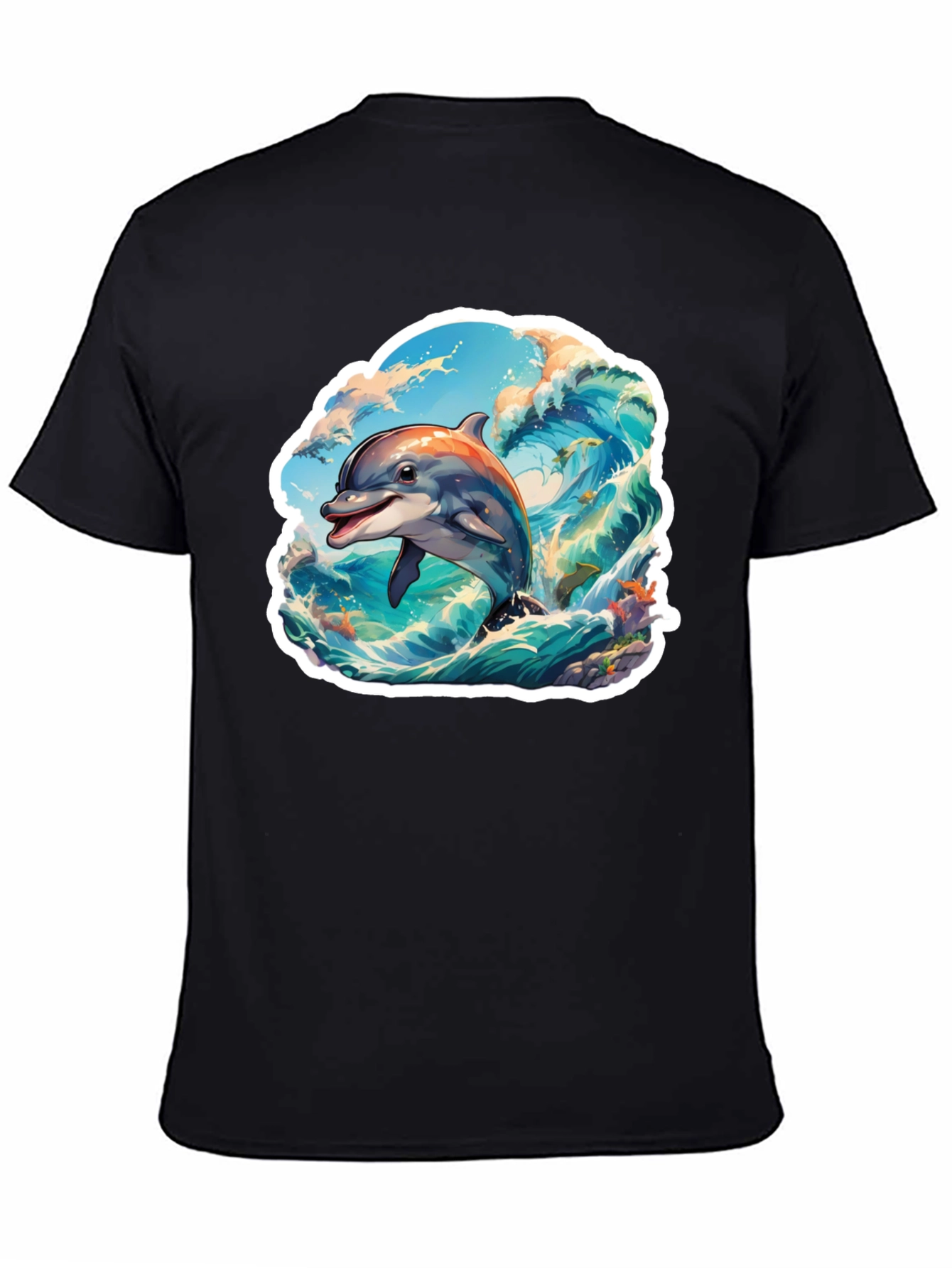 Dolphin Wave Graphic Tee - Stylish Unisex T-Shirt