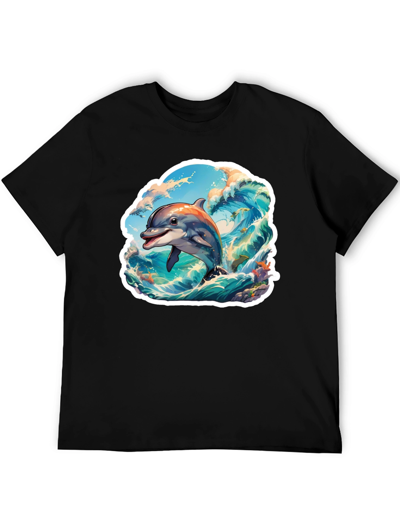 Dolphin Wave Graphic Tee - Stylish Unisex T-Shirt