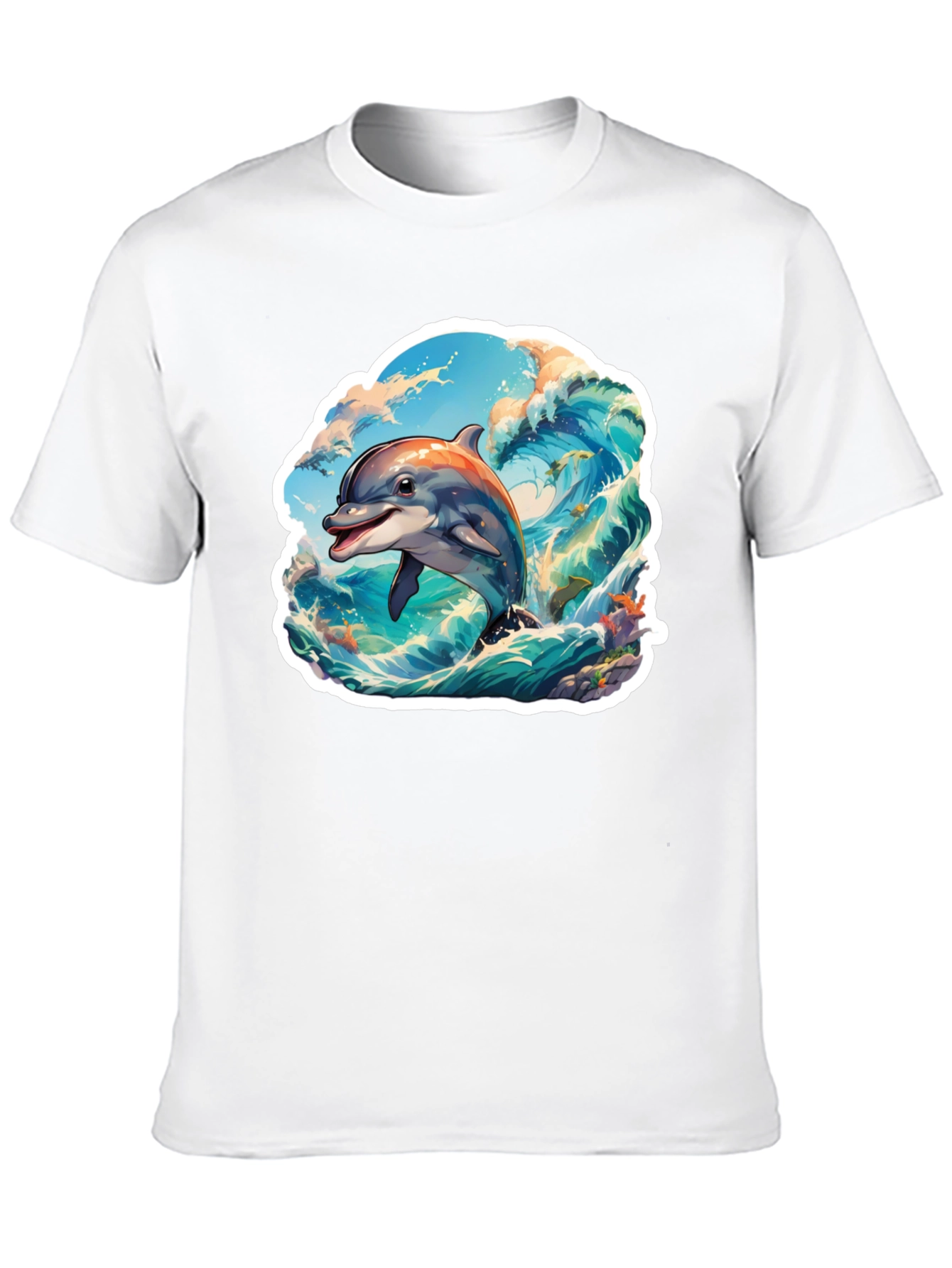 Dolphin Wave Graphic Tee - Stylish Unisex T-Shirt