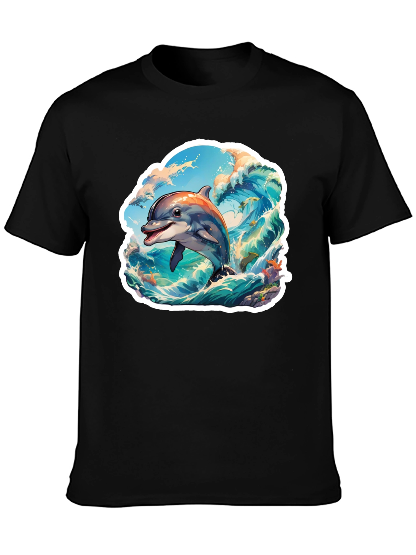 Dolphin Wave Graphic Tee - Stylish Unisex T-Shirt