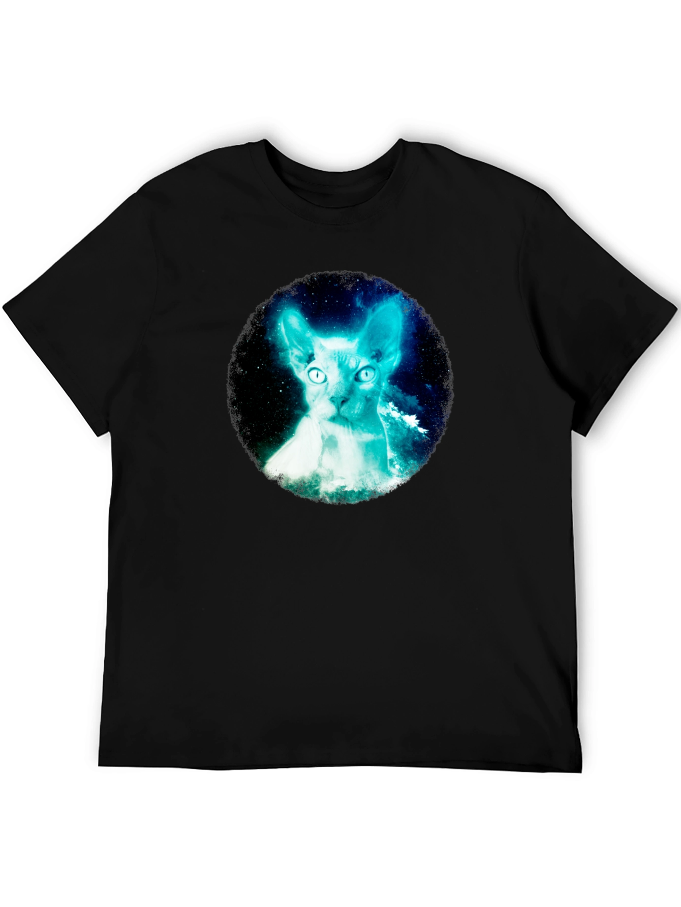 Sphynx Cat Galaxy Graphic Black T-Shirt