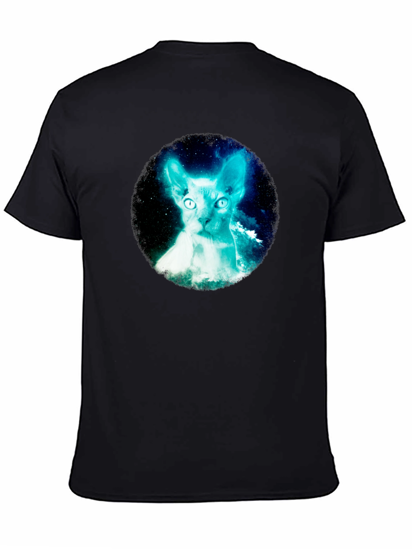 Sphynx Cat Galaxy Graphic Black T-Shirt