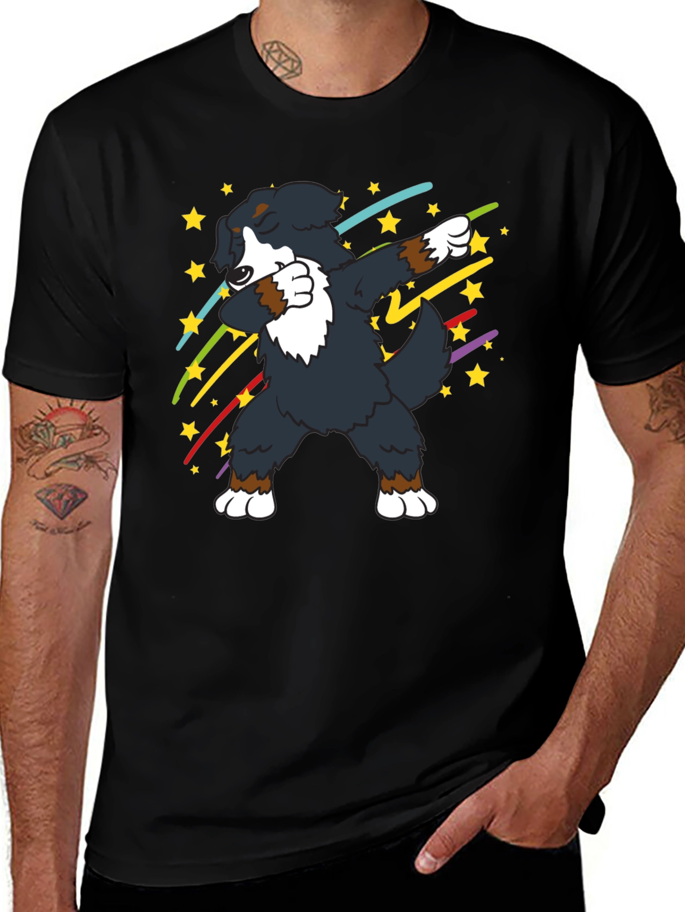 Dabbing Dog Graphic Tee - Black