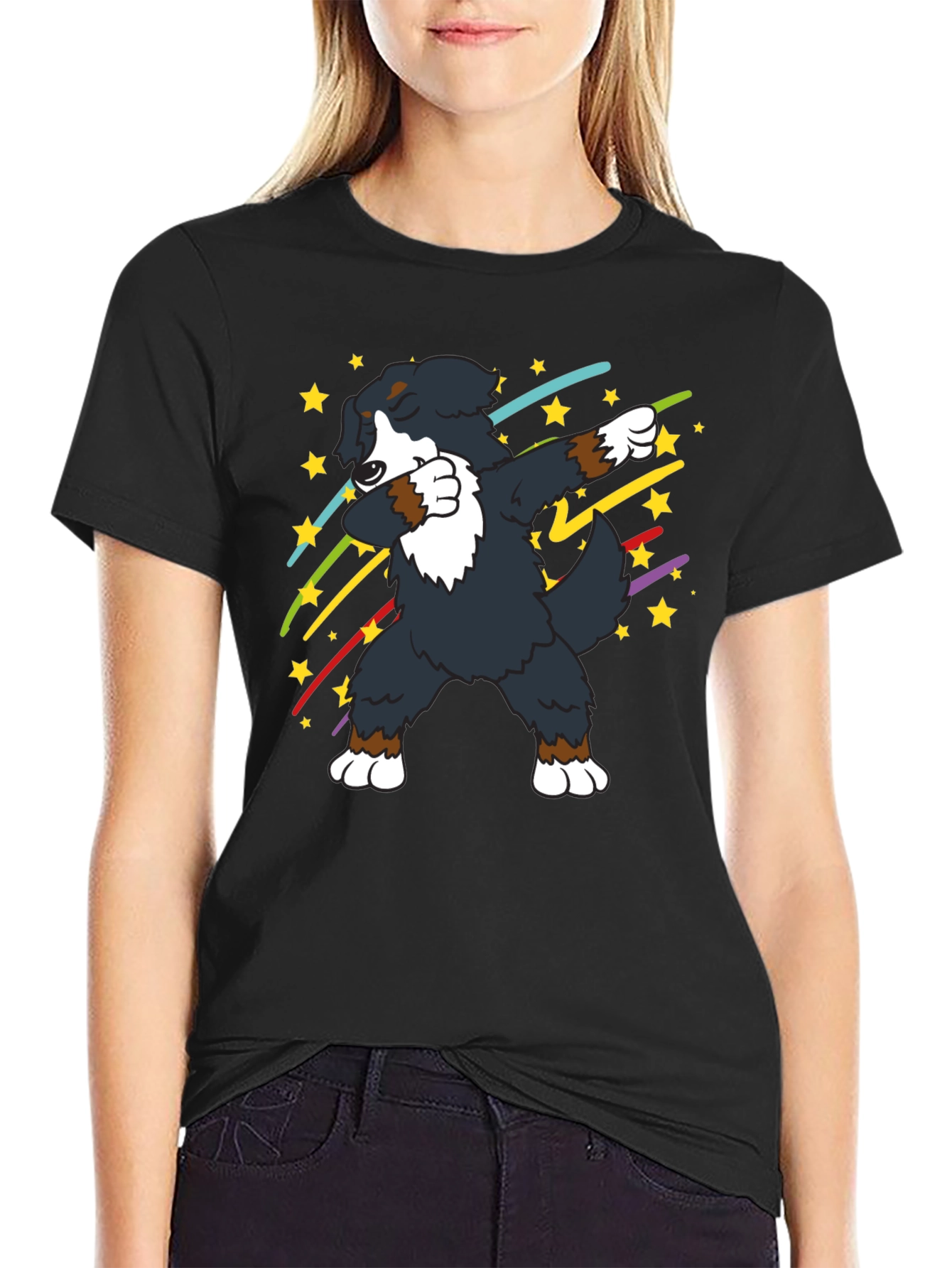 Dabbing Dog Graphic Tee - Black