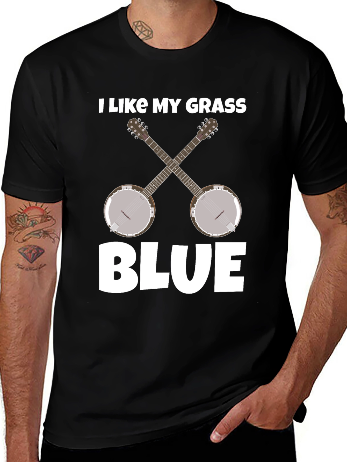 I Like My Grass Blue Banjo Music T-Shirt