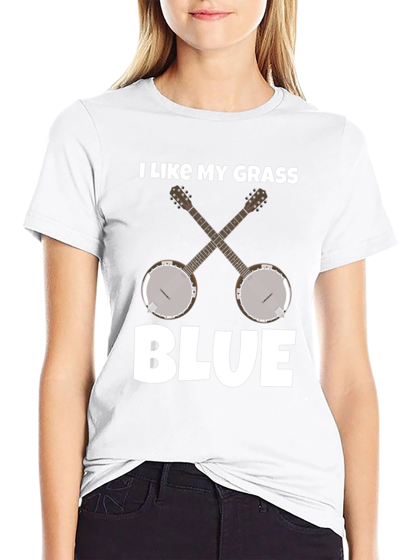 I Like My Grass Blue Banjo Music T-Shirt