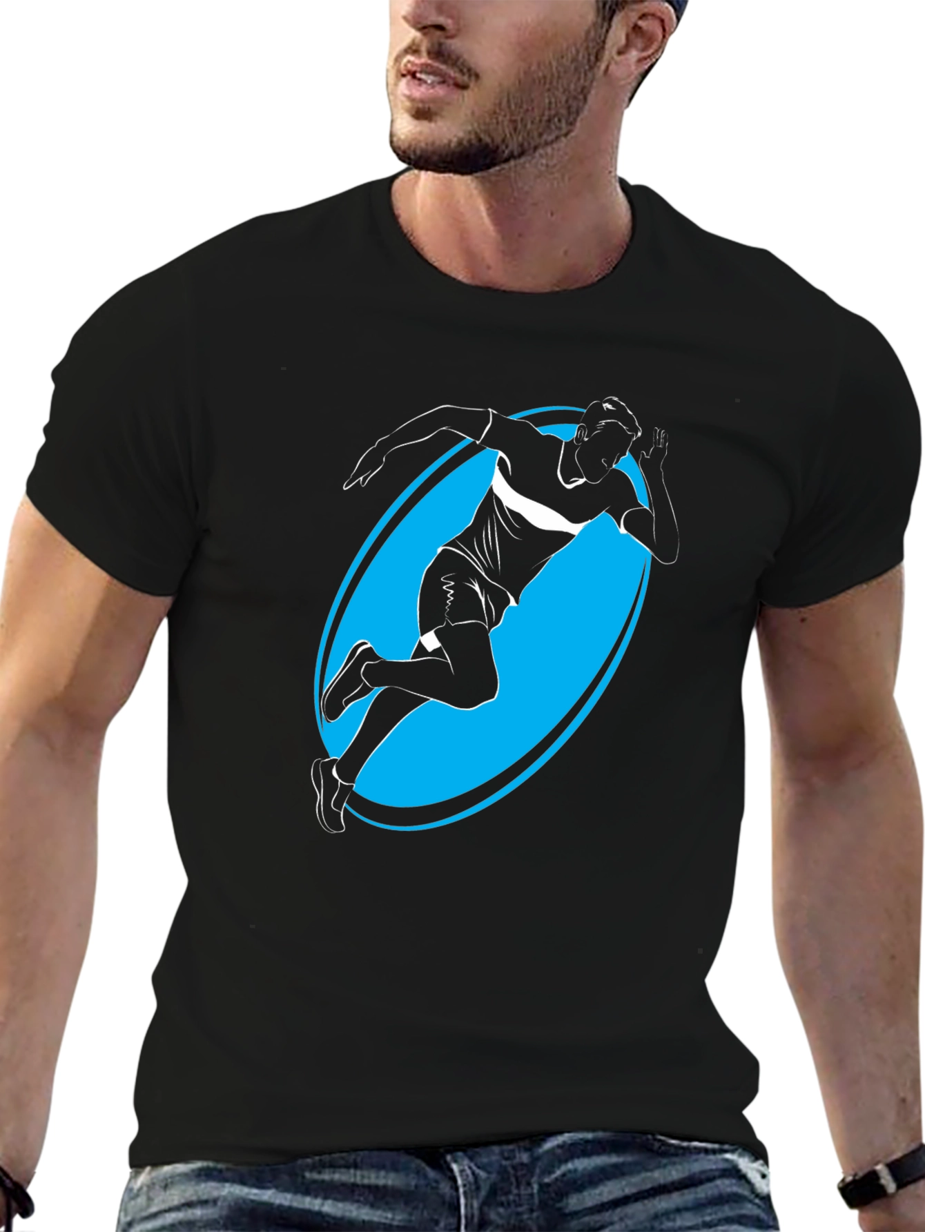 Mens Black Graphic Tee - Runner Silhouette