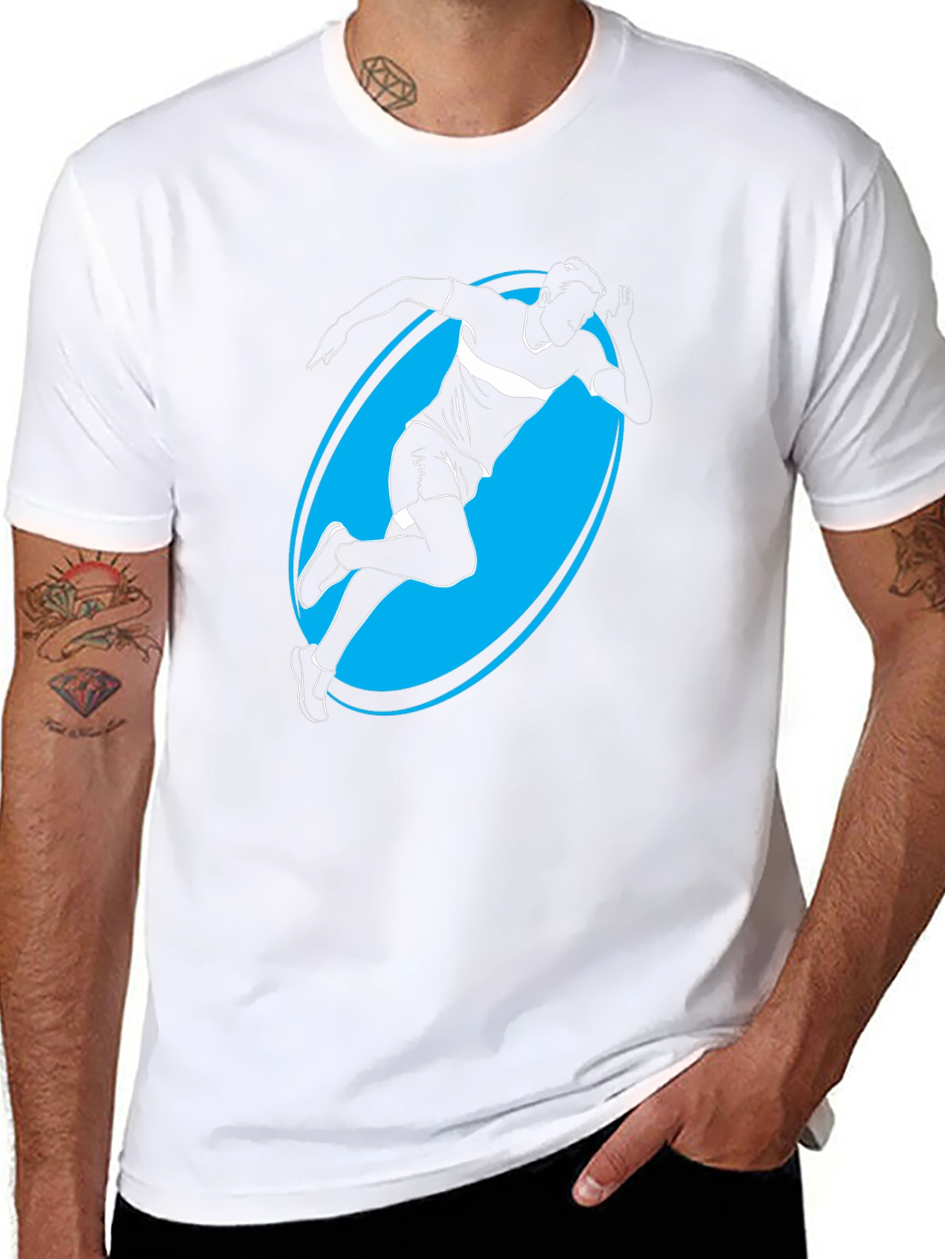 Mens Black Graphic Tee - Runner Silhouette