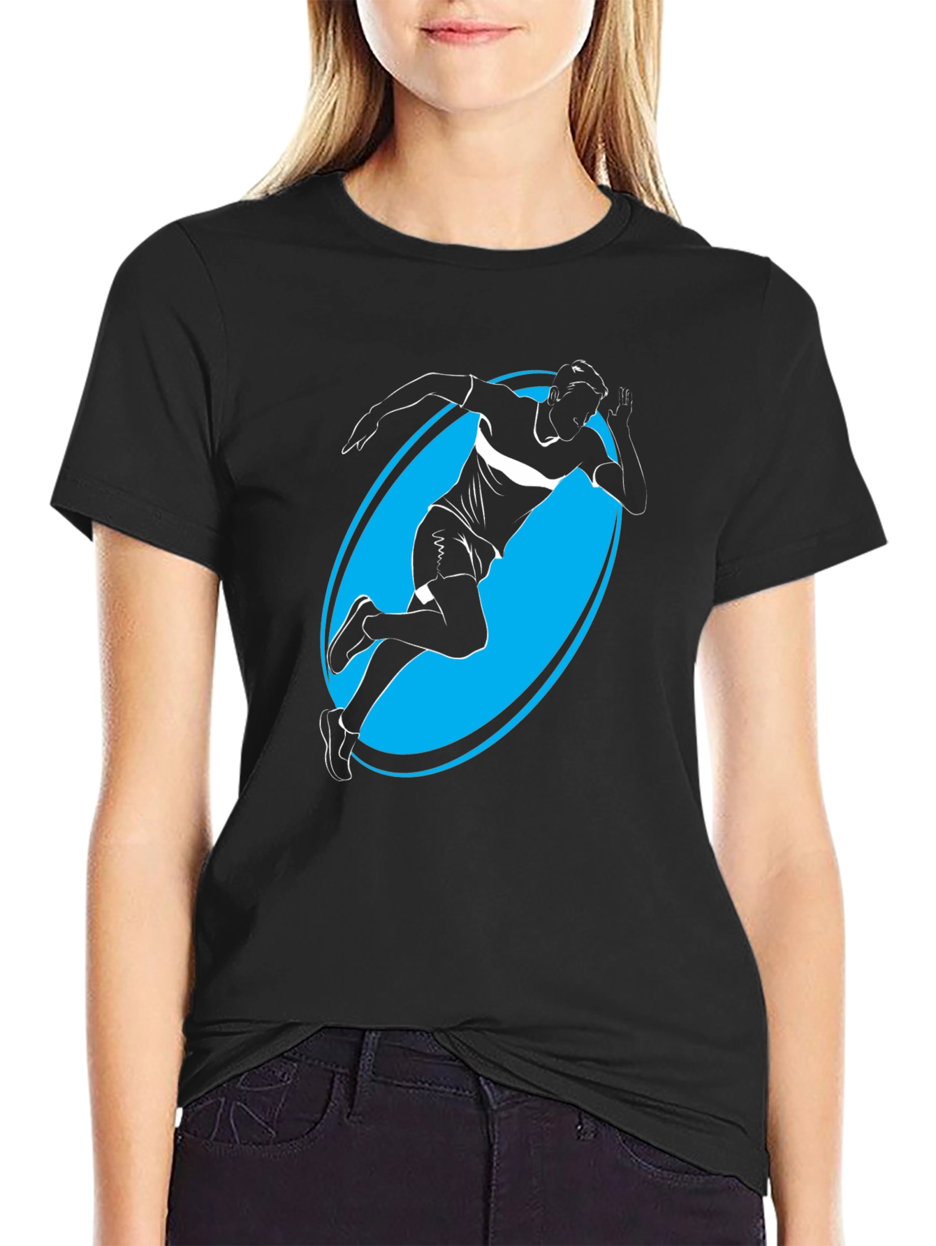 Mens Black Graphic Tee - Runner Silhouette