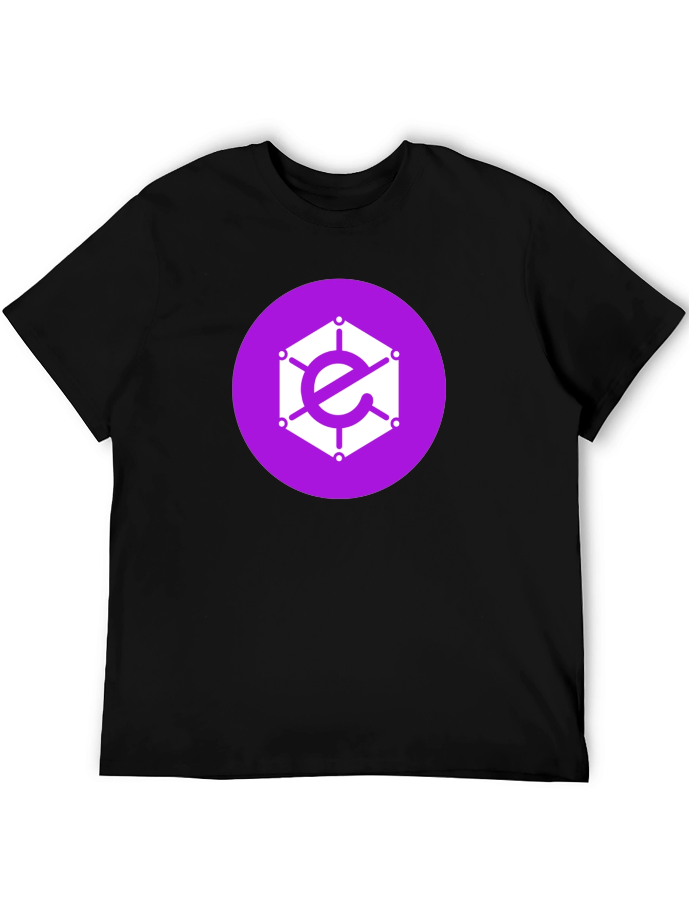 Geometric Logo Tee - Purple Icon on Black