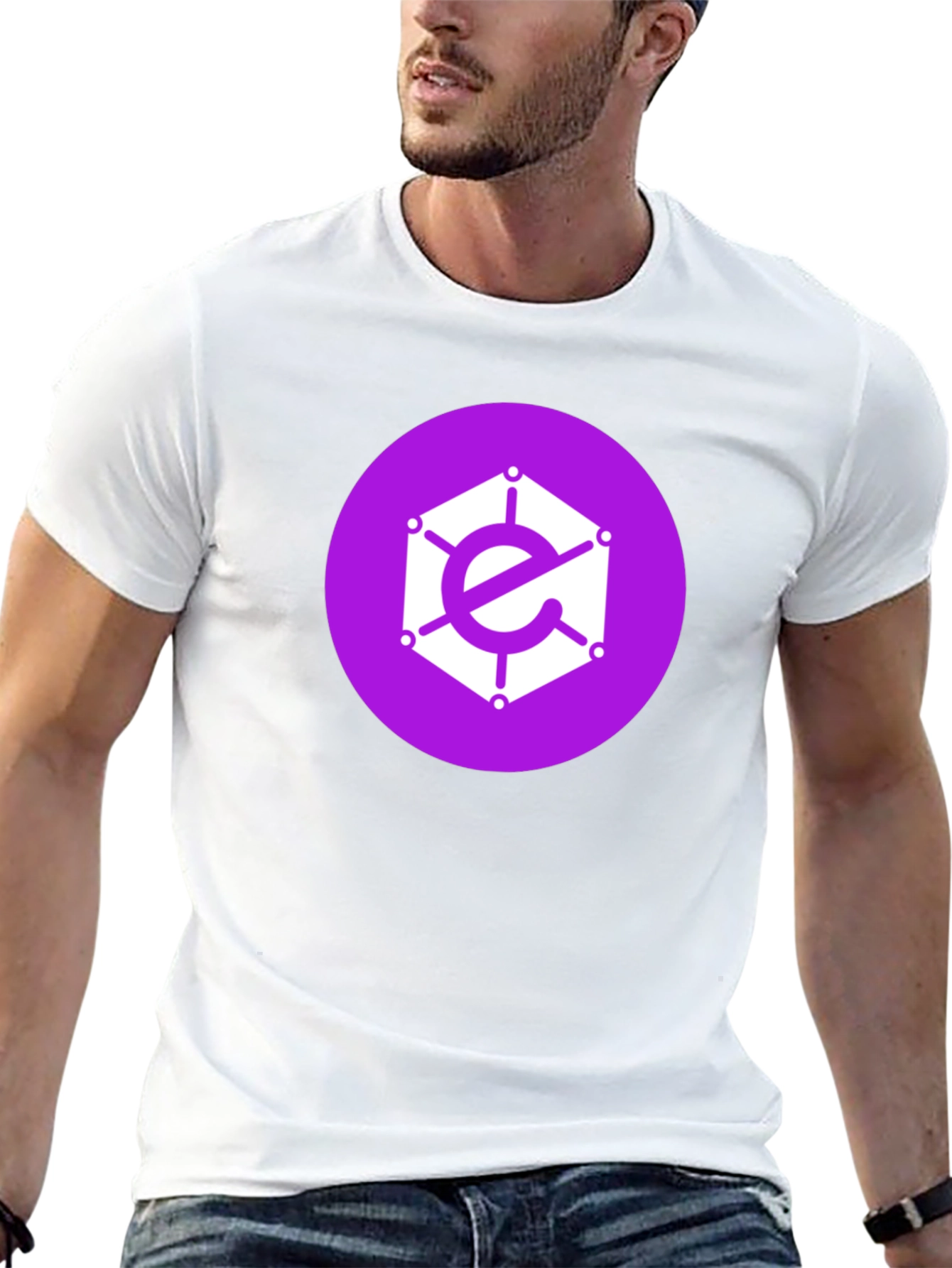 Geometric Logo Tee - Purple Icon on Black