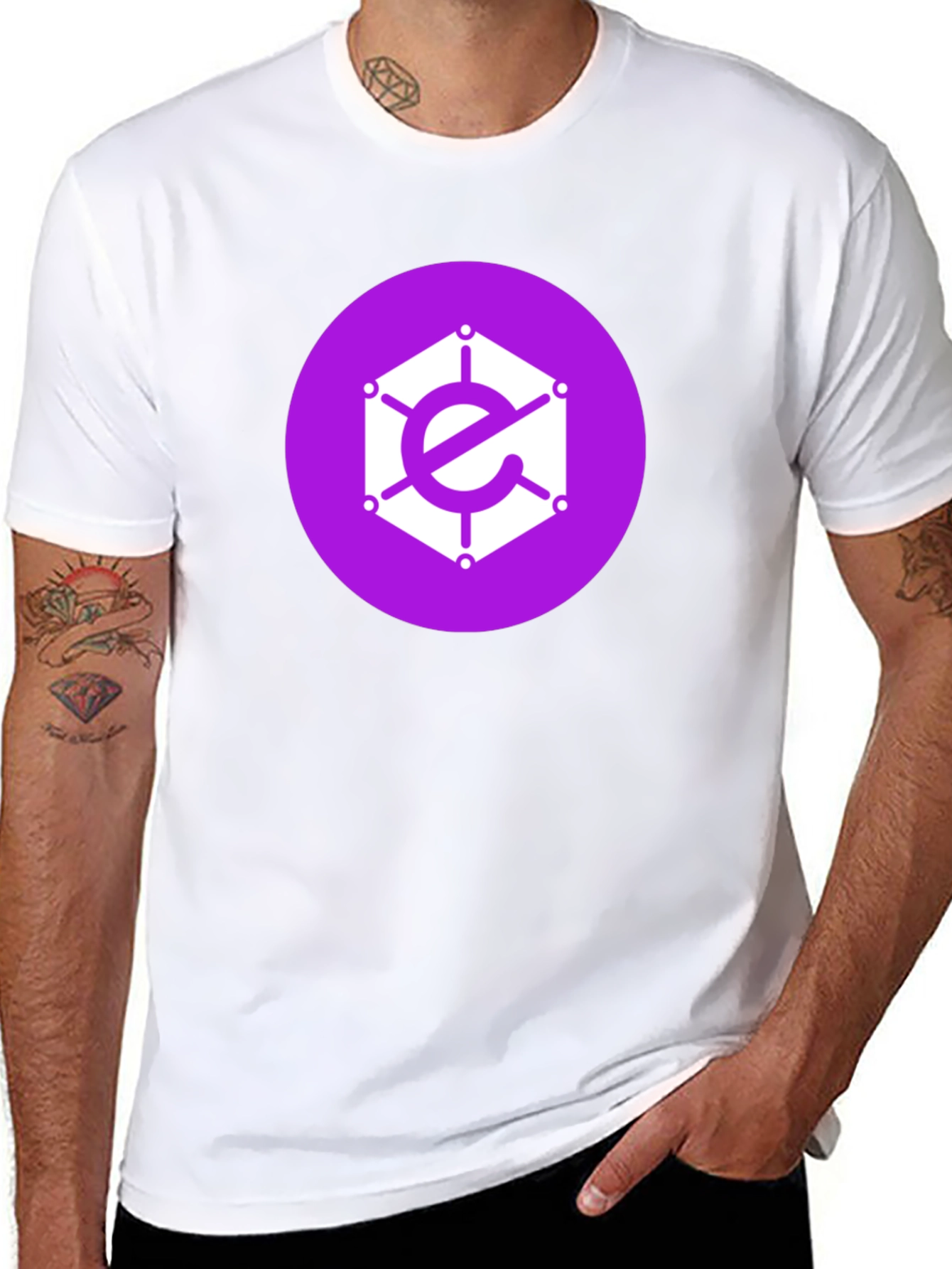 Geometric Logo Tee - Purple Icon on Black